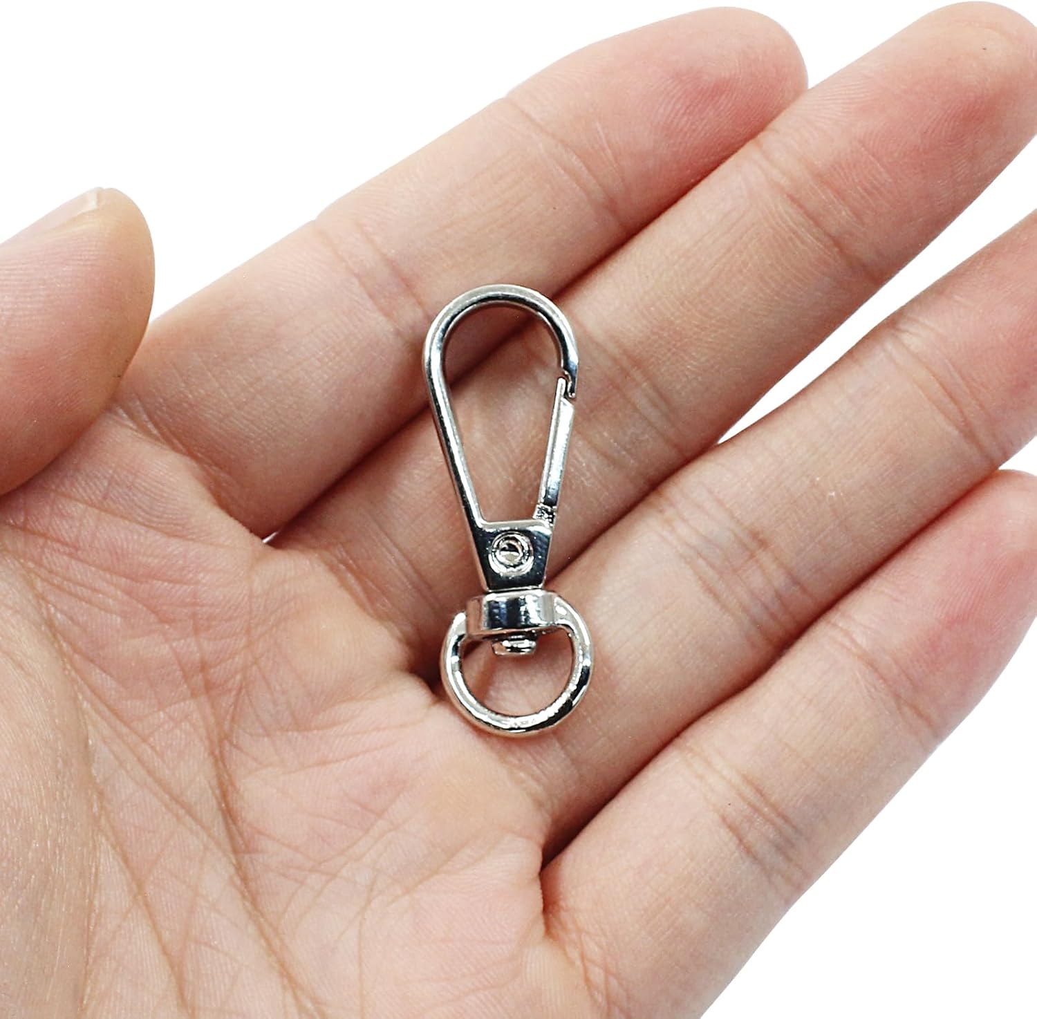 4 Pcs Swivel Snap Hooks with Key Rings, Double Opening Metal Swivel Clasps Lanyard Snap Hooks Lobster Claw Clasps Keychain Hooks for Key Jewelry DIY Crafts, Silver - Image 2