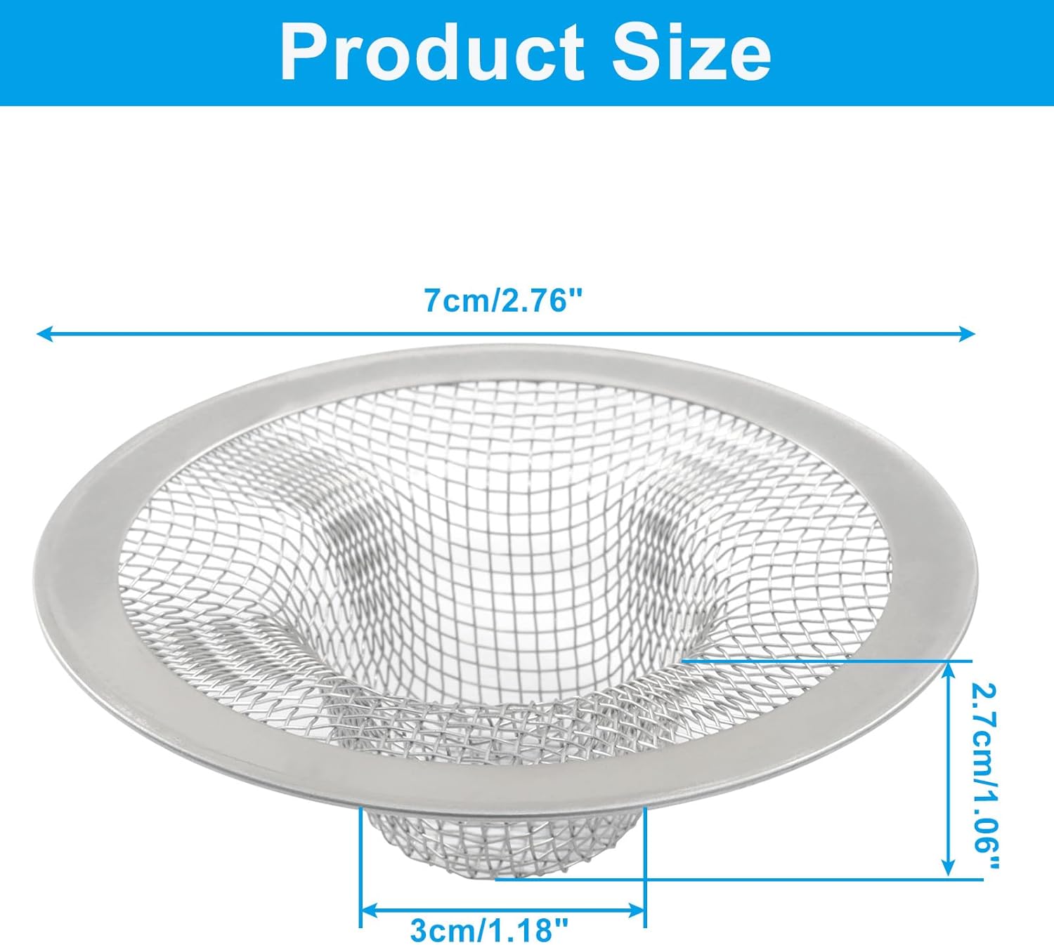 4 Pack Heavy Duty Stainless Steel Kitchen Sink Strainer, 2.75