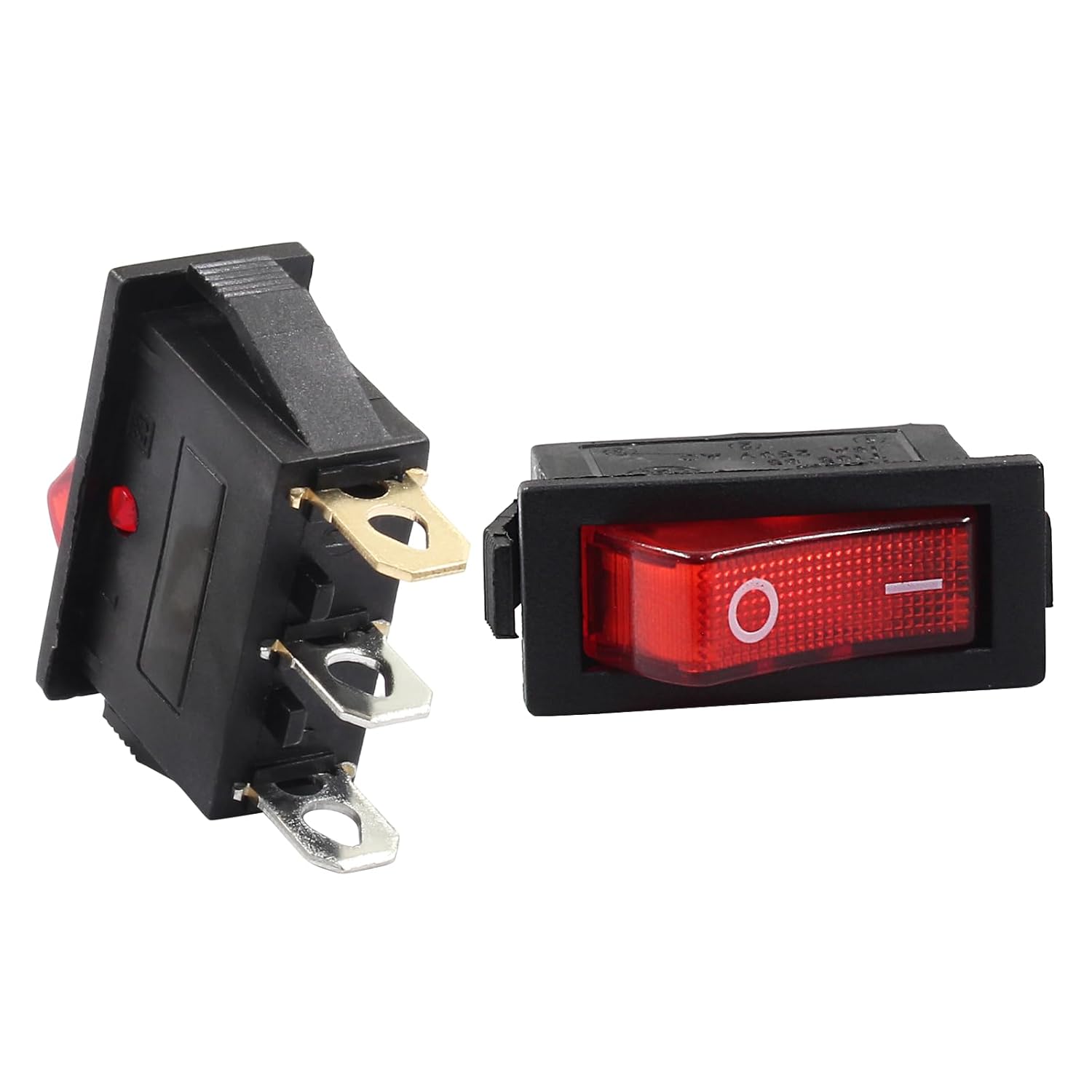 6 Pcs 2 Position 3 Pin SPST Boat Rocker On/Off Switch, AC 120V/10A 250V/16A Illuminated LED Boat Toggle Switch for Electrical Appliance (Red Light) - Image 2