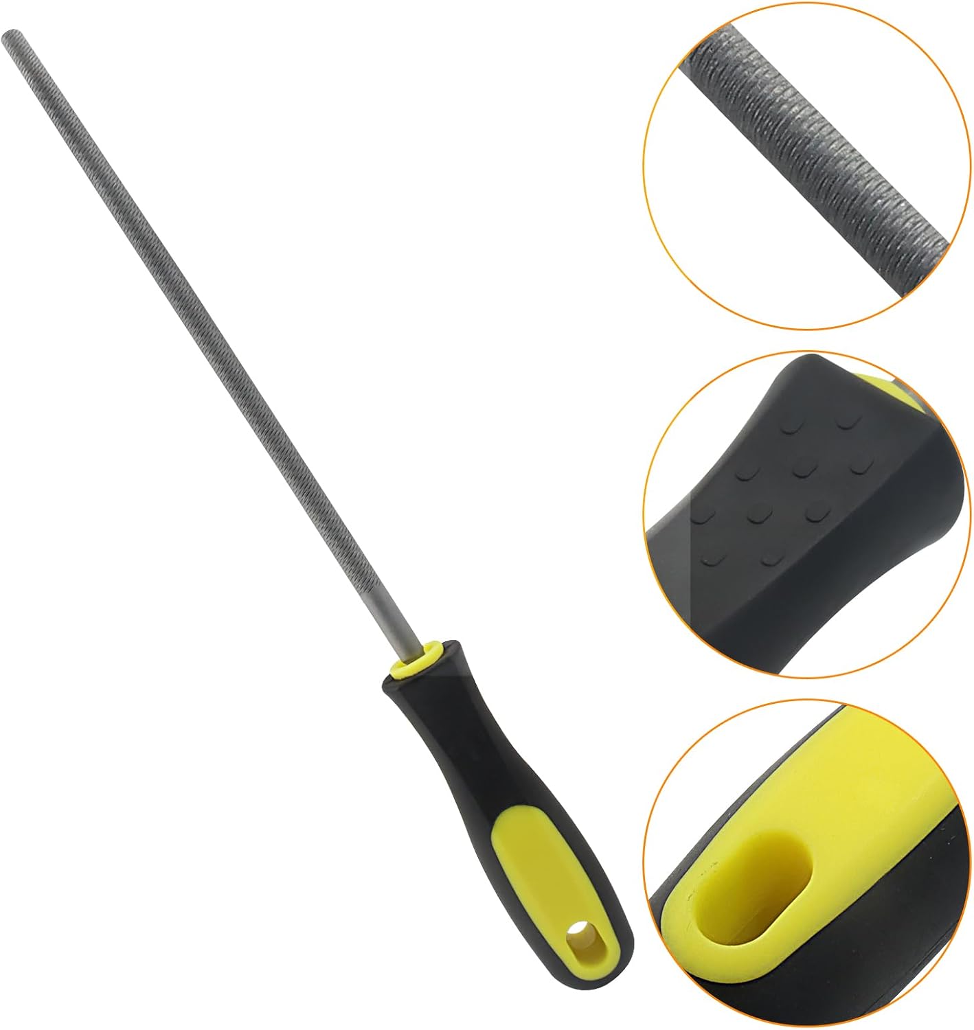 8 Inch Round File, Carbon Steel Rat Tail Metal File Tool Sharpener for Professionals/Wood/DIY Enthusiasts - Image 4