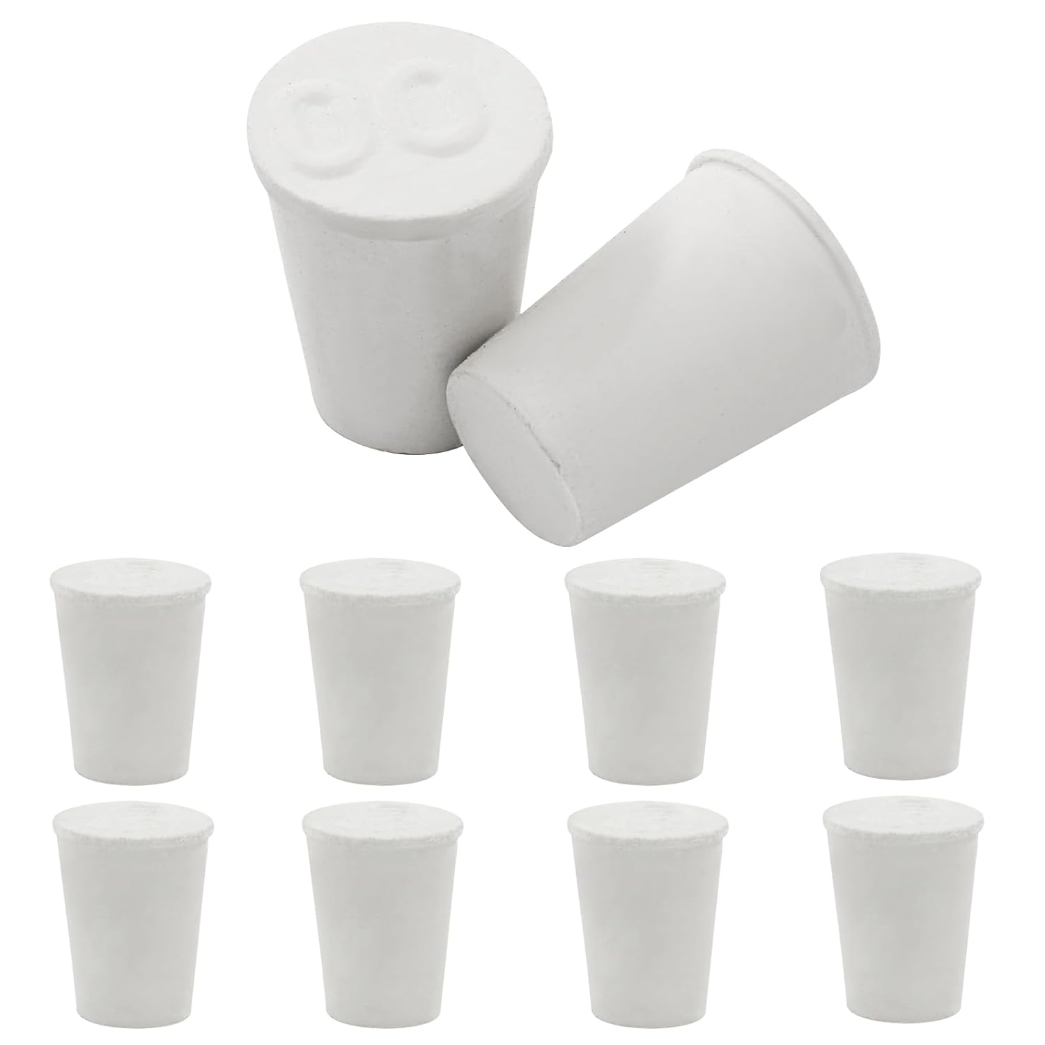 10 Pcs White Solid Rubber Stoppers 00# Tapered Lab Bungs Solid Rubber Stoppers Tapered Lab Seal Rubber Stoppers - Image 1