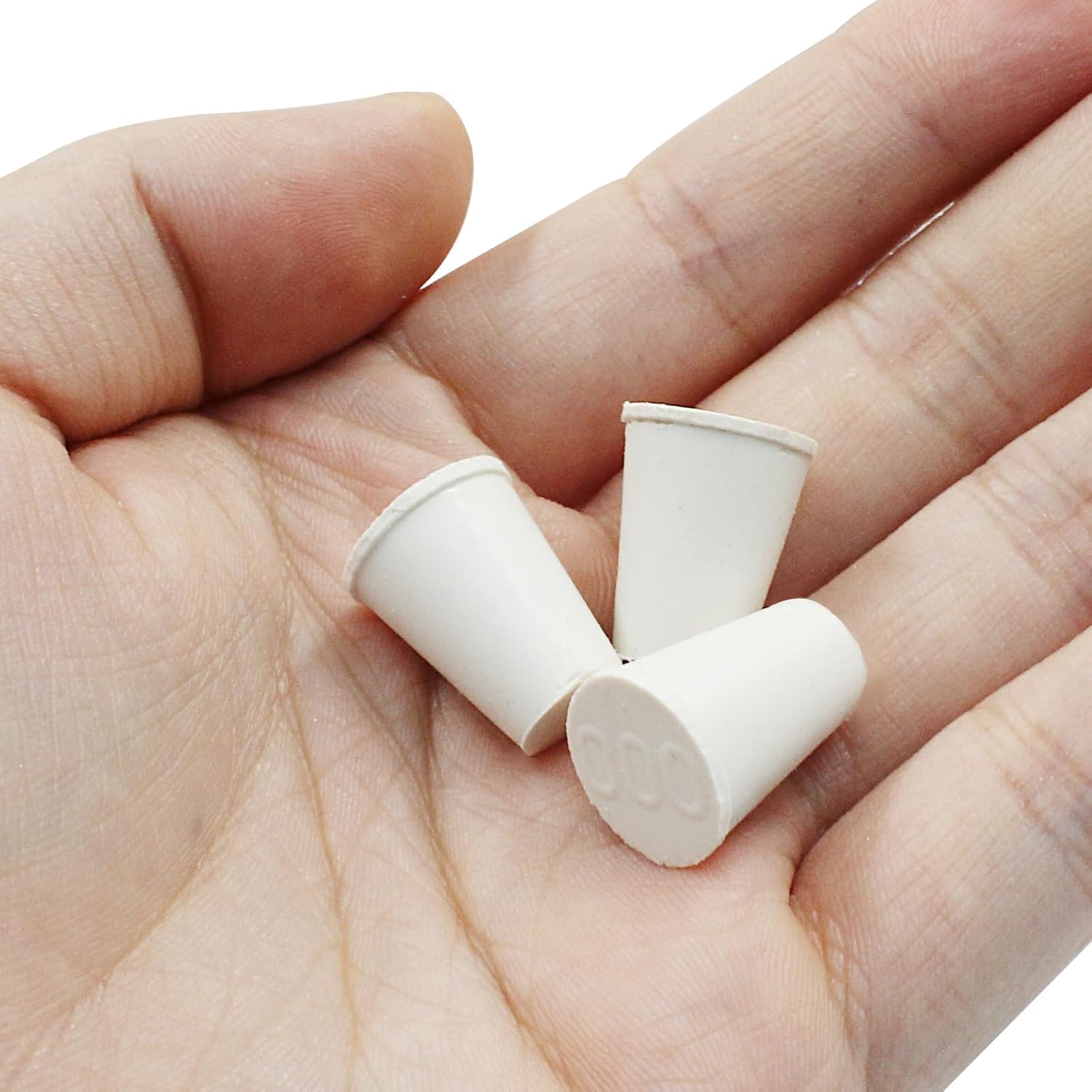10 Pcs White Solid Rubber Stoppers 00# Tapered Lab Bungs Solid Rubber Stoppers Tapered Lab Seal Rubber Stoppers - Image 4