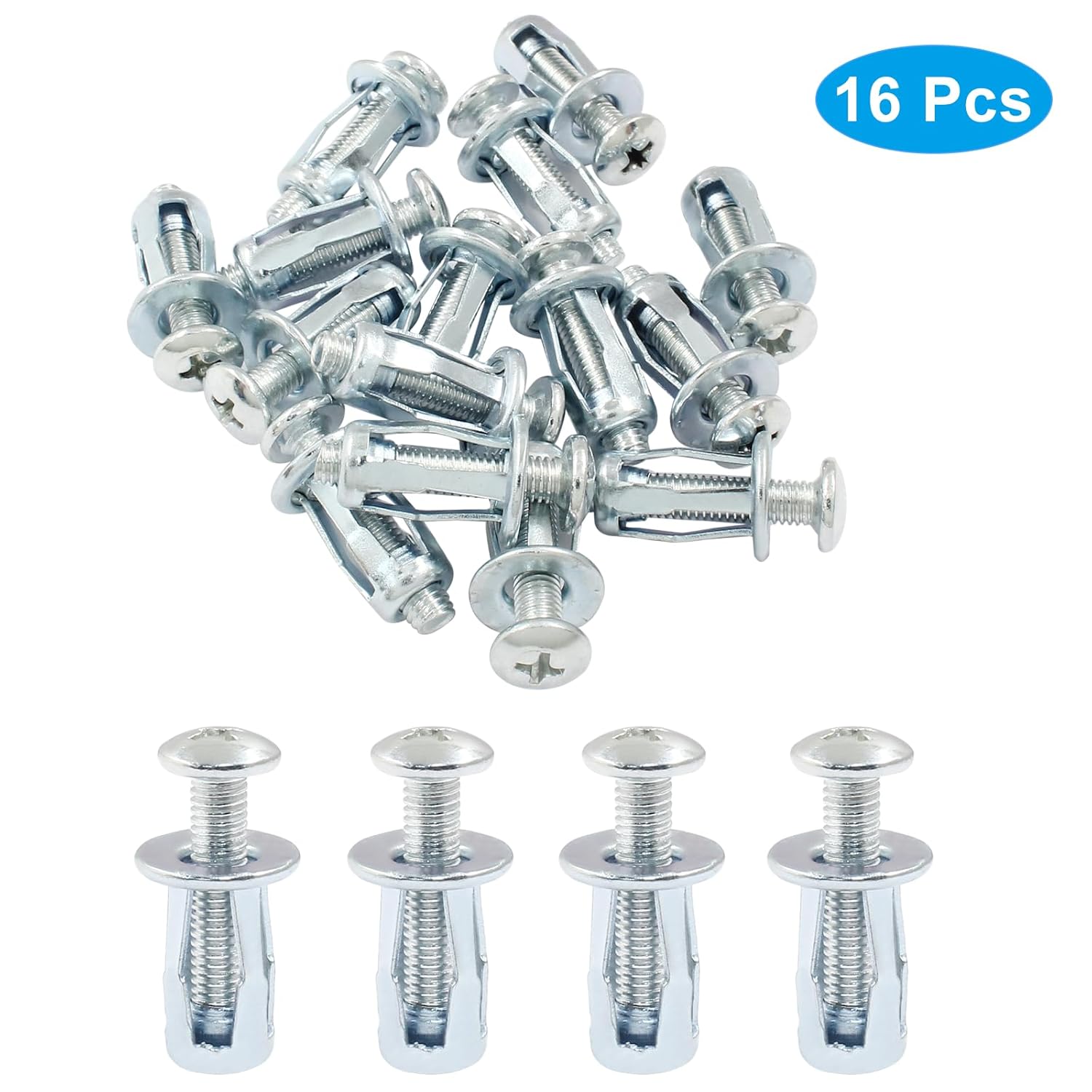 16 pcs Jack Nuts, Plain Carbon Steel Petal Expansion Insert Nuts for Thin Metal Hollow Wall Iron (M5 x 25) - Image 2