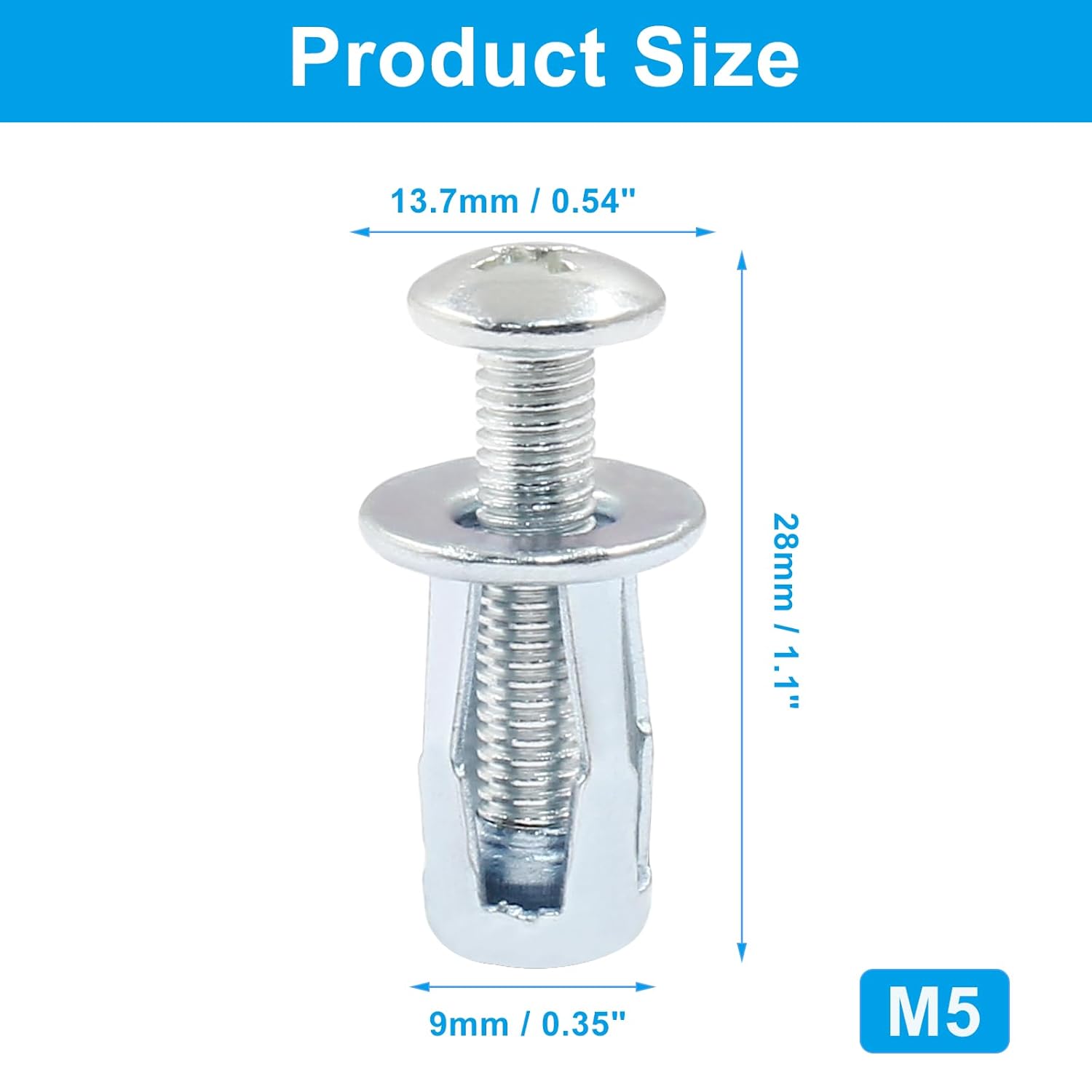 16 pcs Jack Nuts, Plain Carbon Steel Petal Expansion Insert Nuts for Thin Metal Hollow Wall Iron (M5 x 25) - Image 5