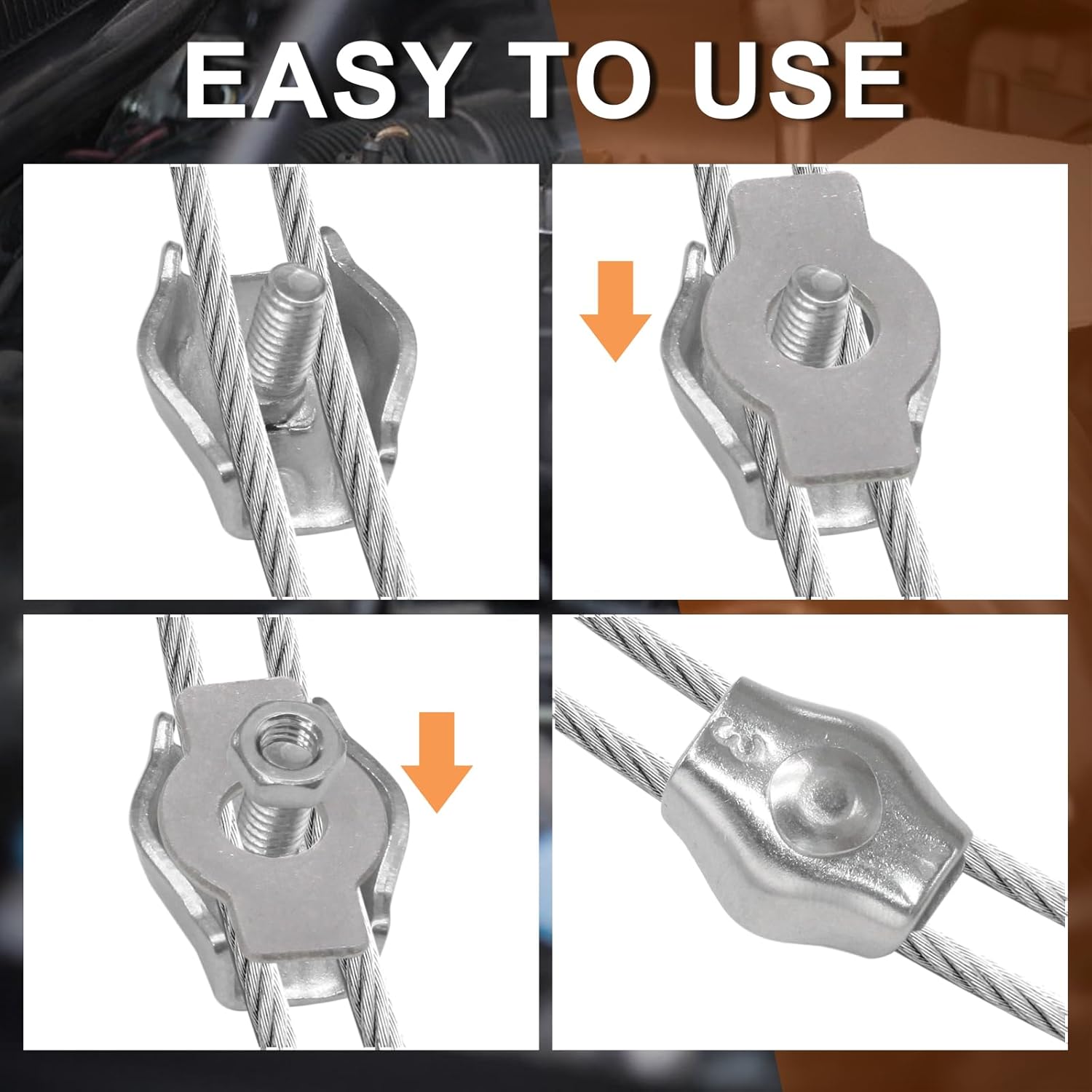 30Pcs M3 Stainless Steel Wire Rope Cable Clip Clamp Simplex Single Bolt Wire Rope Clamps Cable Fasteners for 1/8
