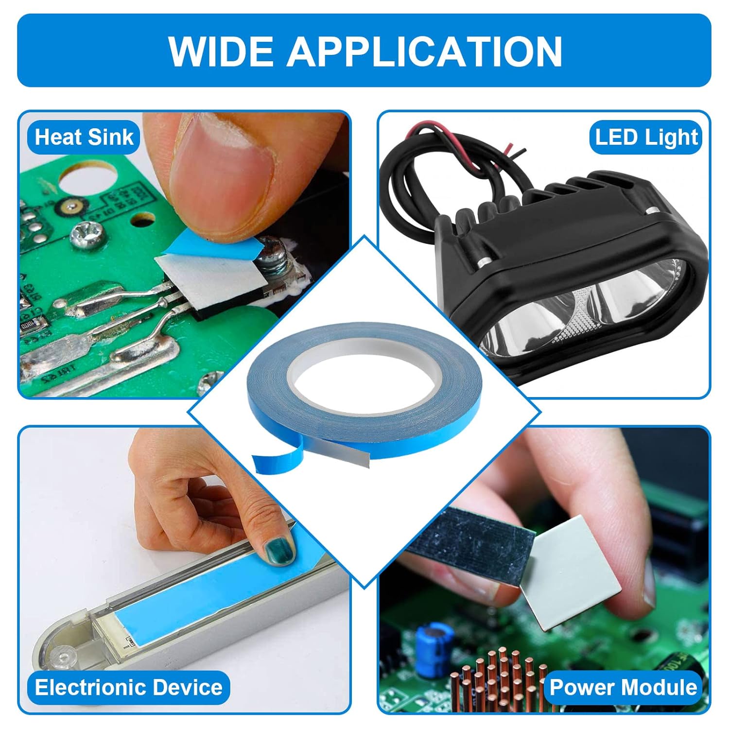 Thermal Conductive Tape, (10mm Width x 0.20mm Thickness x 25 Meters) Double Side Thermal Adhesive Tape, Heatsink Thermal Tape for Coolers, LED Strips, Computer CPU, GPU - Image 5
