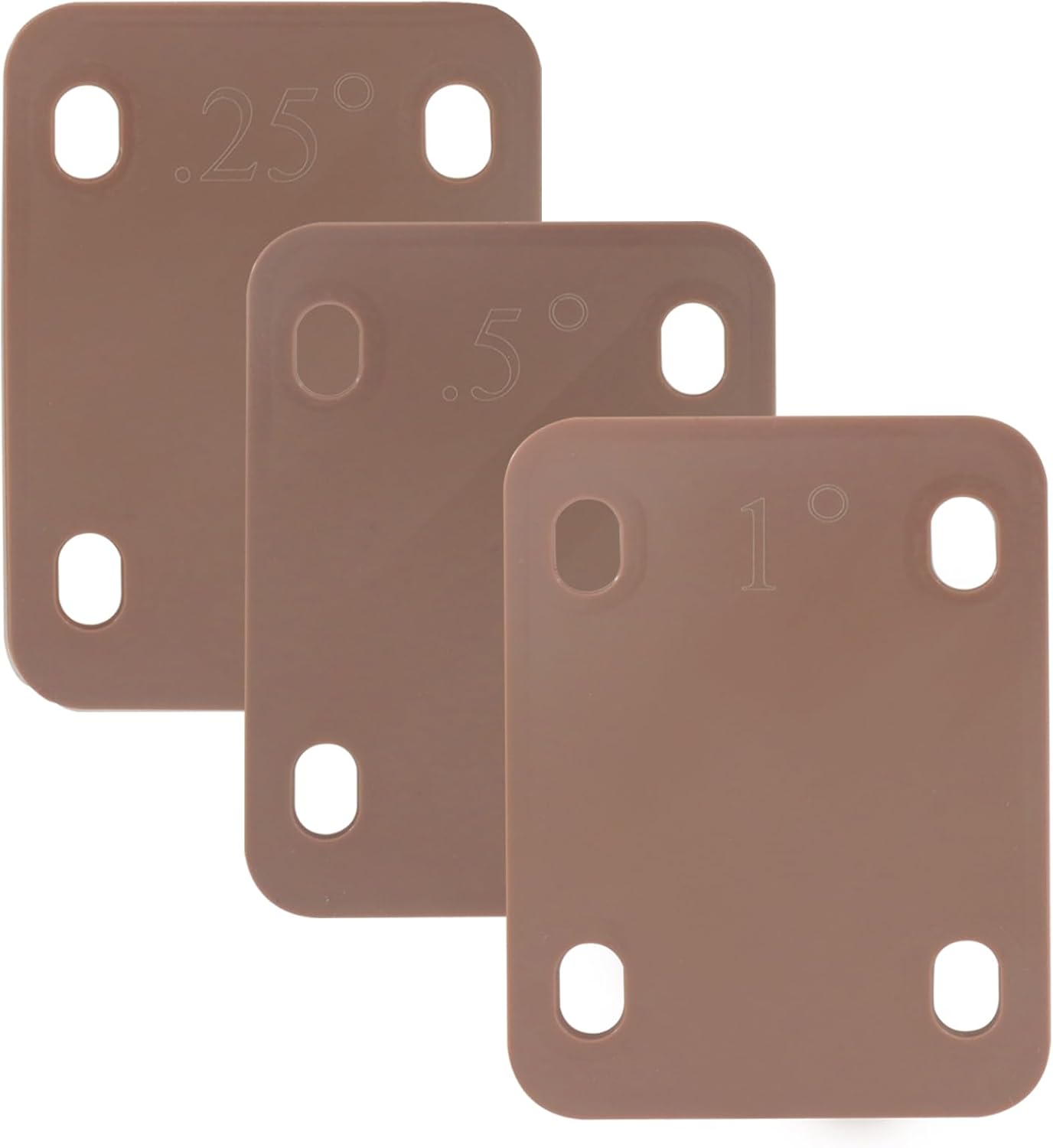 3 Pack Guitar Neck Shims, 0.25°, 0.5°, and 1°Degree Nylon Gasket, Plastic Neck Plate for Guitar Bass Repair(Brown, 3 x 2.2inch) - Image 1