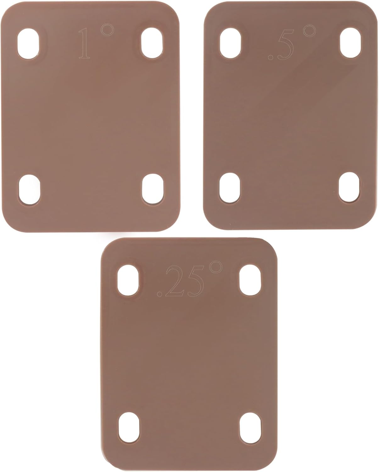 3 Pack Guitar Neck Shims, 0.25°, 0.5°, and 1°Degree Nylon Gasket, Plastic Neck Plate for Guitar Bass Repair(Brown, 3 x 2.2inch) - Image 2