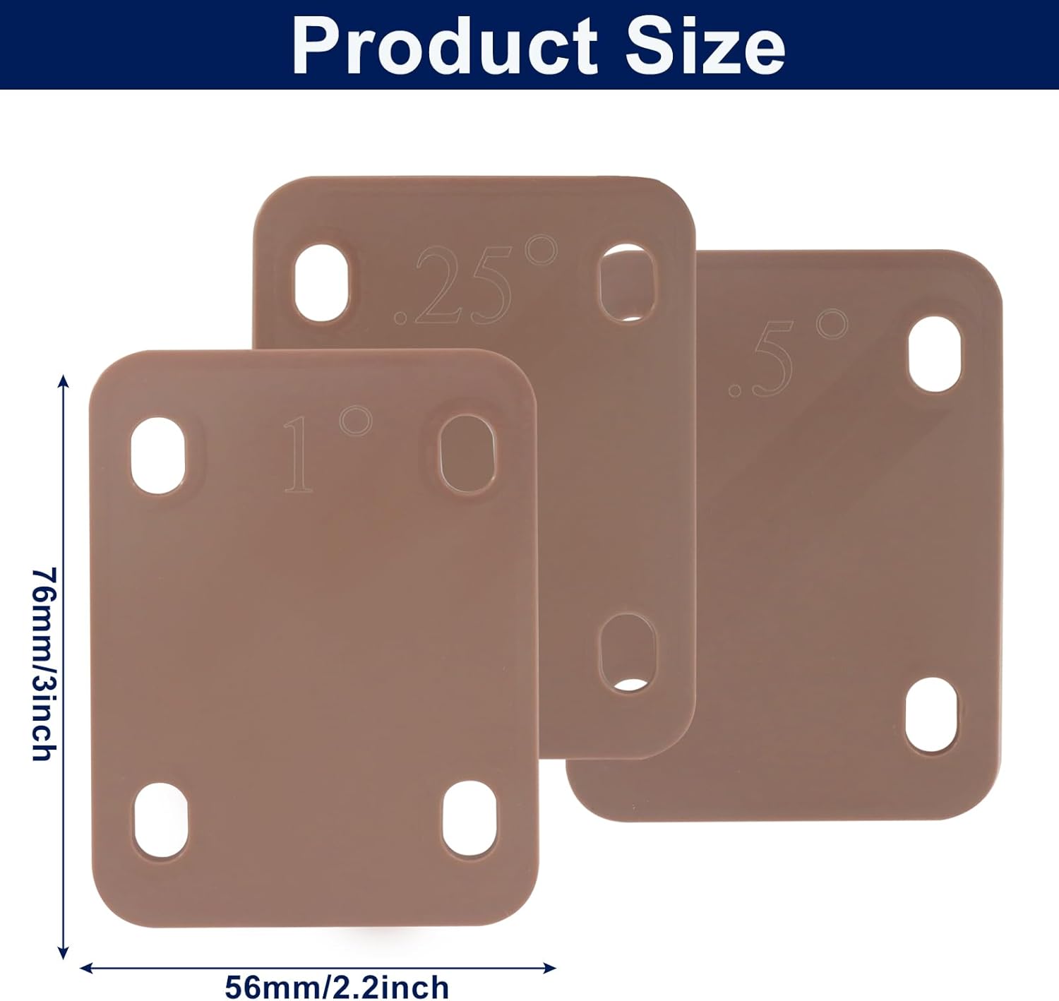 3 Pack Guitar Neck Shims, 0.25°, 0.5°, and 1°Degree Nylon Gasket, Plastic Neck Plate for Guitar Bass Repair(Brown, 3 x 2.2inch) - Image 4