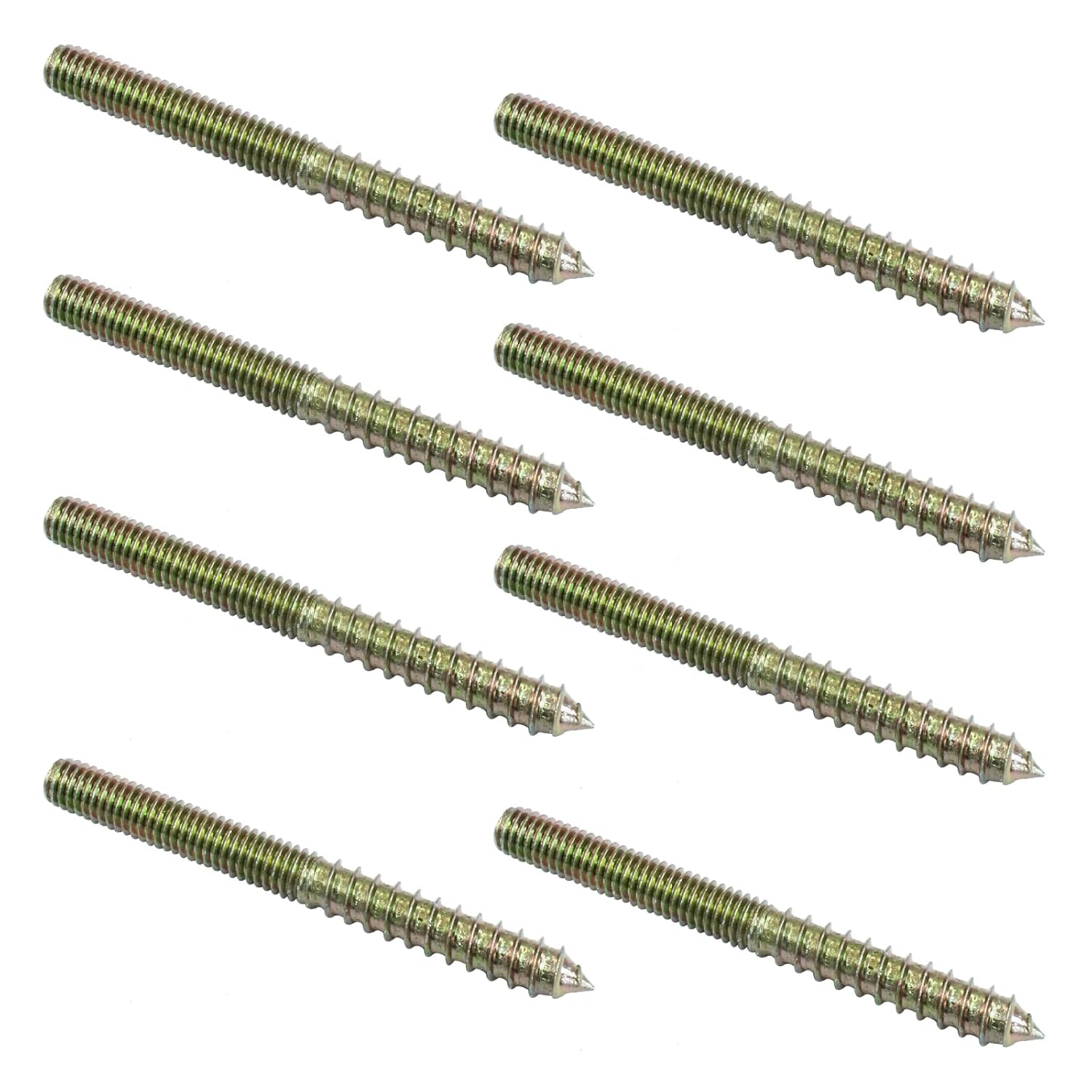 8 Pack 3/8-16 x 4 Inch Hanger Bolts Double Headed Self-Tapping Screw Threaded Rods Bolt for Furniture Wood Joint - Image 1