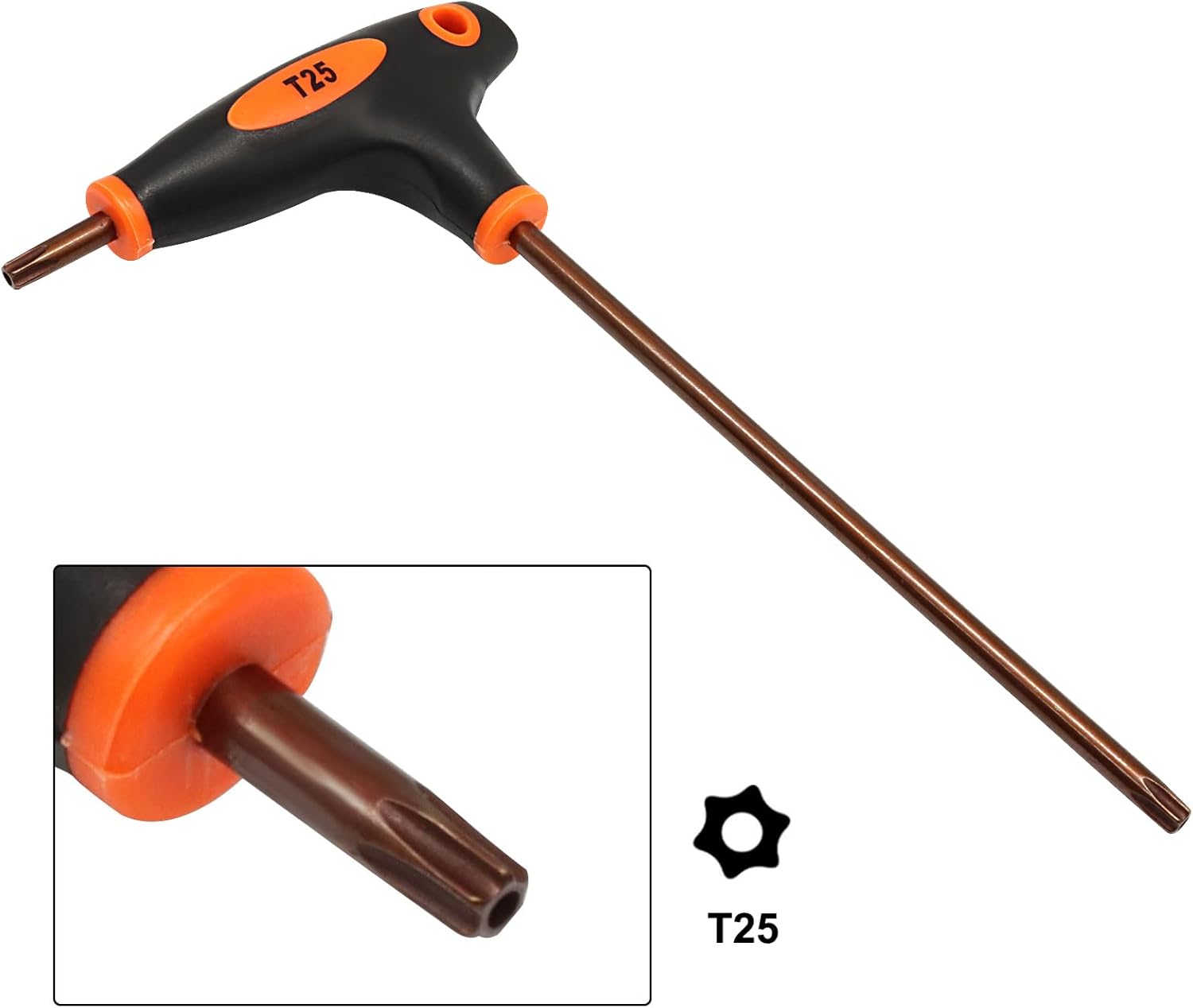 T25 Torx Screwdriver, Anti Tamper Proof Torx Key S2 Steel Wrench, T-Handle Dual End Wrench for Home Repair/Mechanical Maintenance(1 Pack) - Image 5