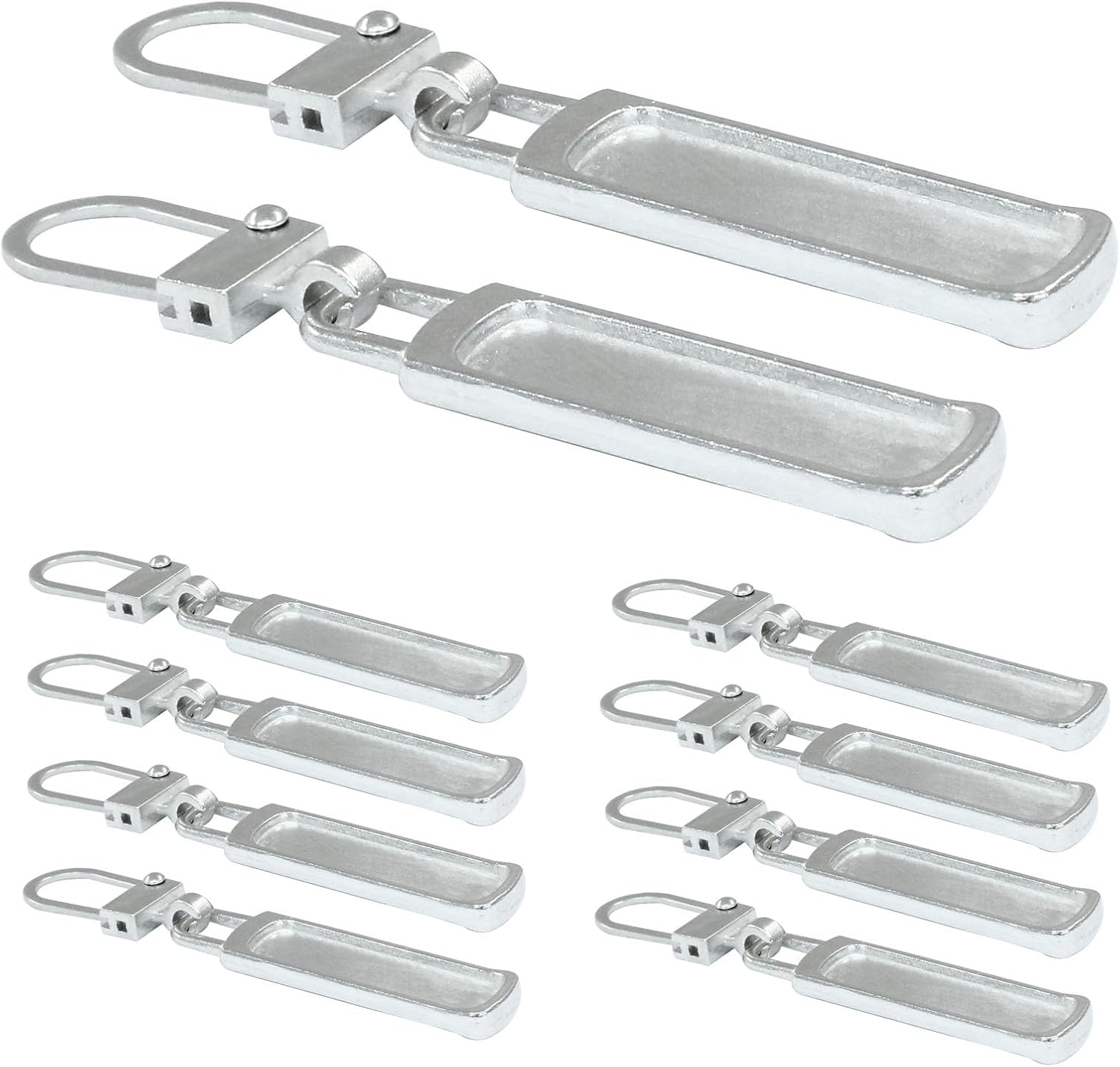 10 PCS Silver Luggage Zipper Pull Replacement, Detachable Metal Zipper Pull Tab Repair Kit for Clothing Jacket Coat Jeans Luggage Suitcase Purse Handbag - Image 1