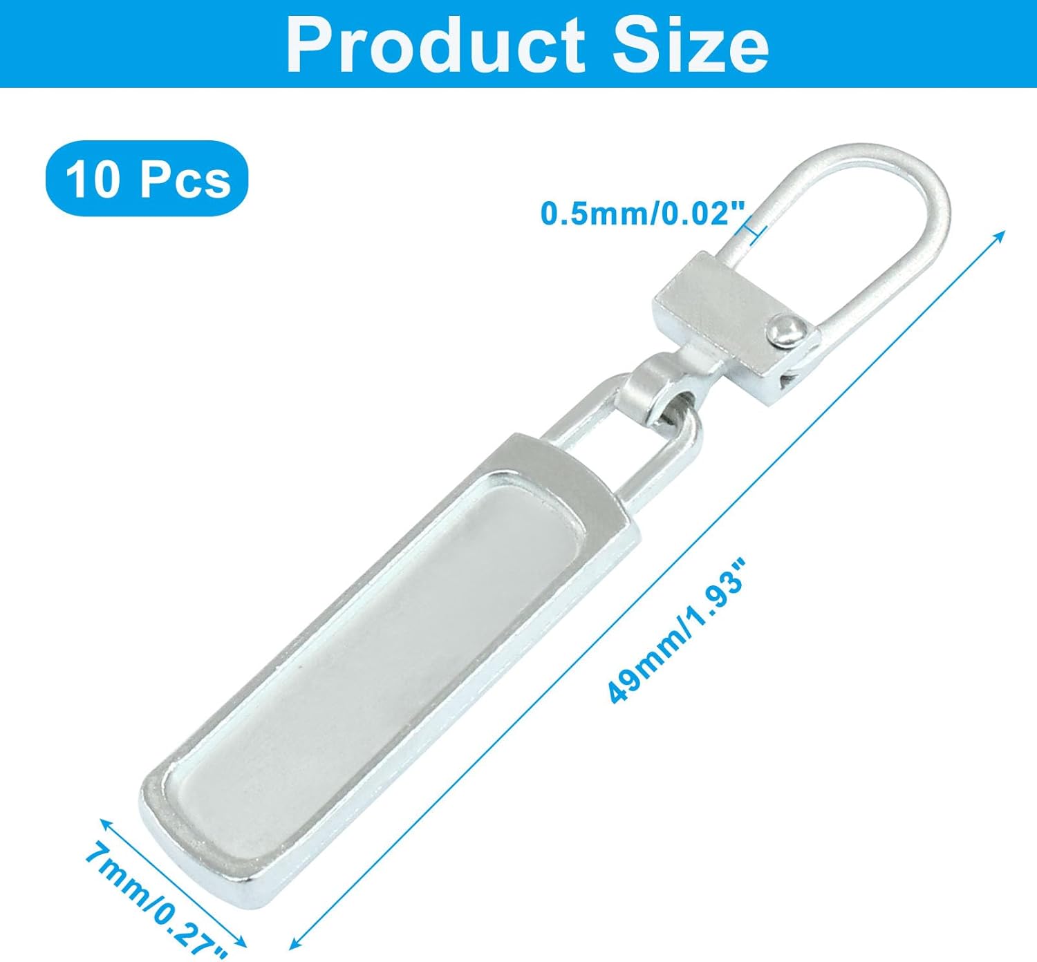 10 PCS Silver Luggage Zipper Pull Replacement, Detachable Metal Zipper Pull Tab Repair Kit for Clothing Jacket Coat Jeans Luggage Suitcase Purse Handbag - Image 3