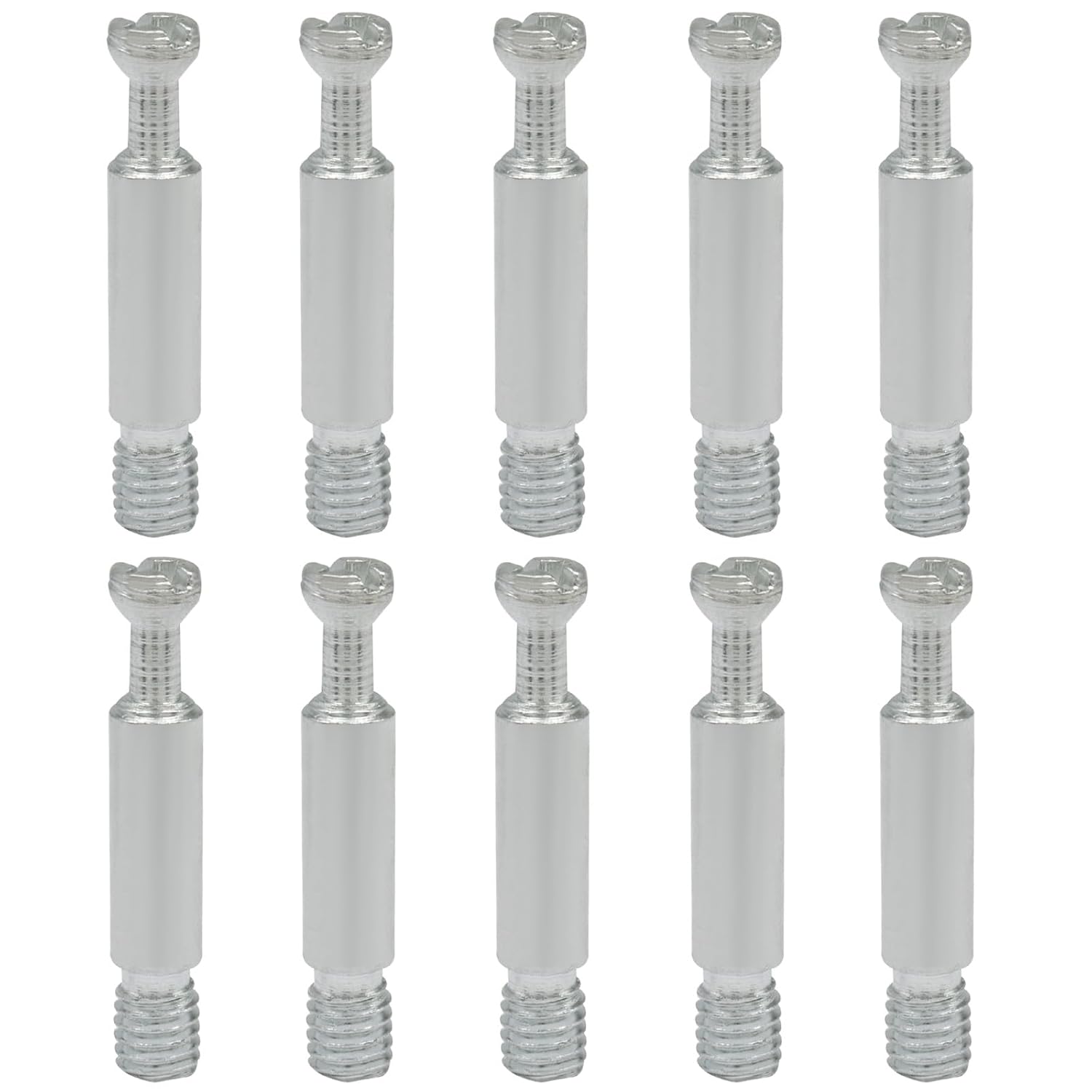 10 Pack 35mm Furniture Connecting Fittings, Thread Bolts Metal Dowels Connecters, Screws Fasteners for Cabinet Drawer/Wardrobe Furniture(Silver) - Image 1