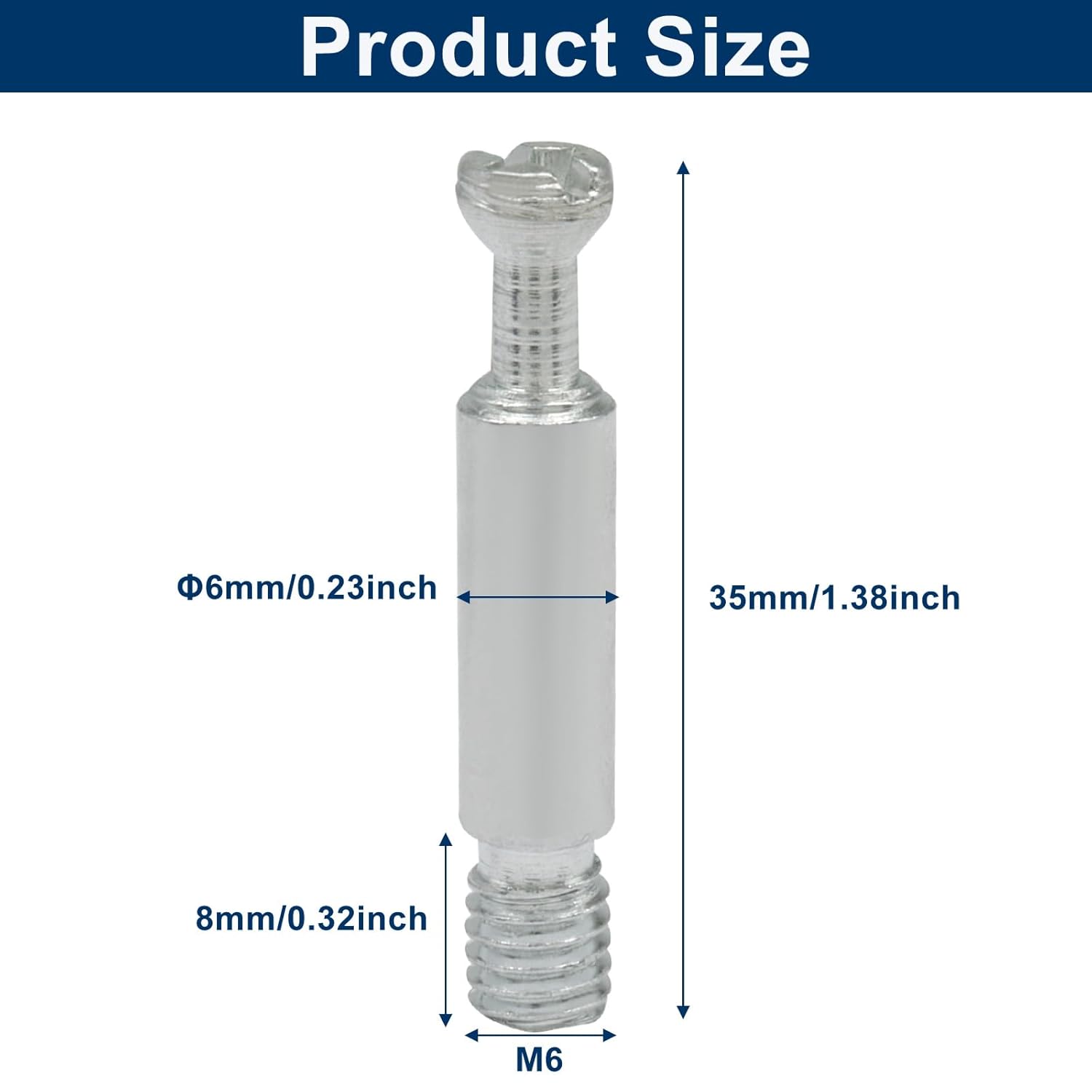 10 Pack 35mm Furniture Connecting Fittings, Thread Bolts Metal Dowels Connecters, Screws Fasteners for Cabinet Drawer/Wardrobe Furniture(Silver) - Image 3