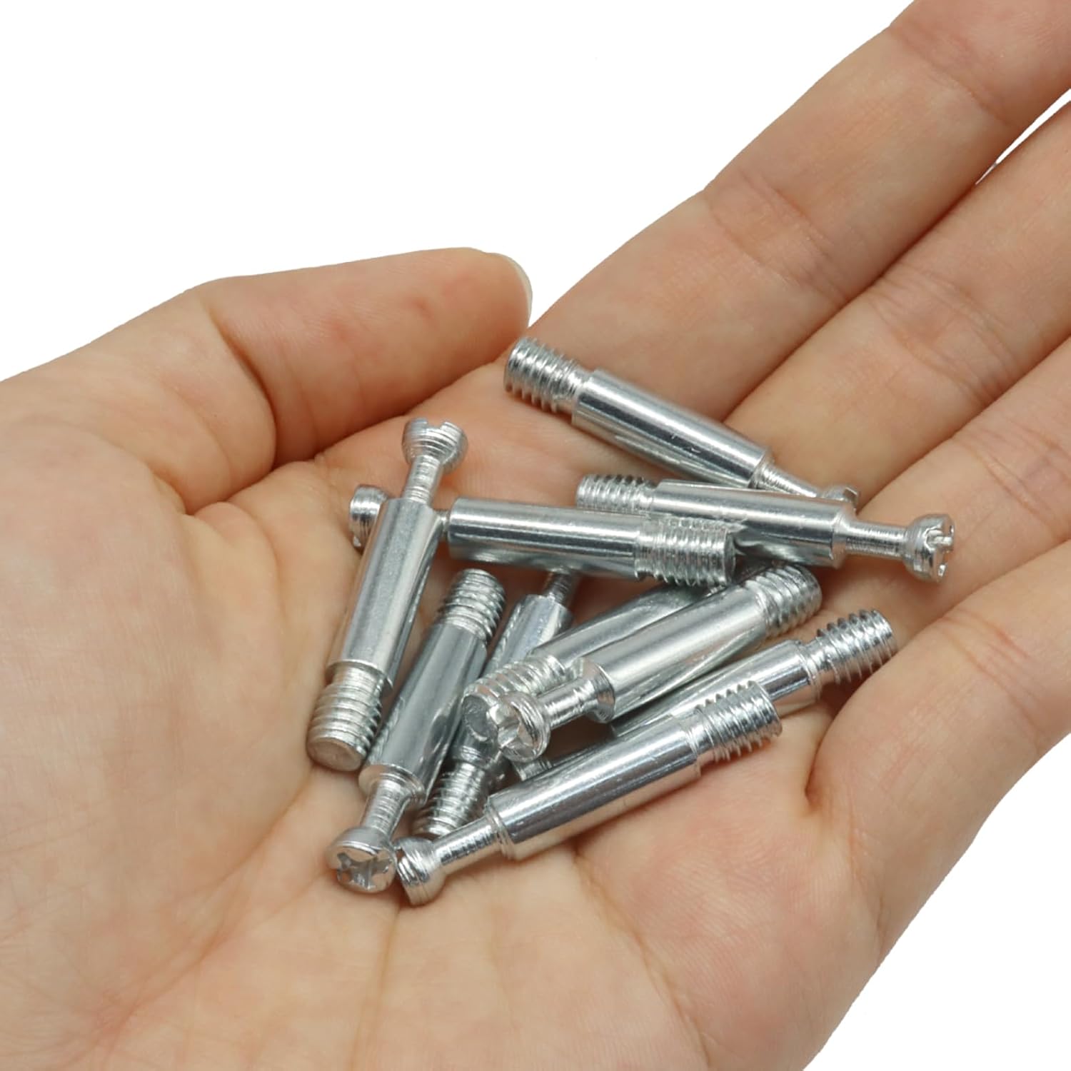 10 Pack 35mm Furniture Connecting Fittings, Thread Bolts Metal Dowels Connecters, Screws Fasteners for Cabinet Drawer/Wardrobe Furniture(Silver) - Image 4