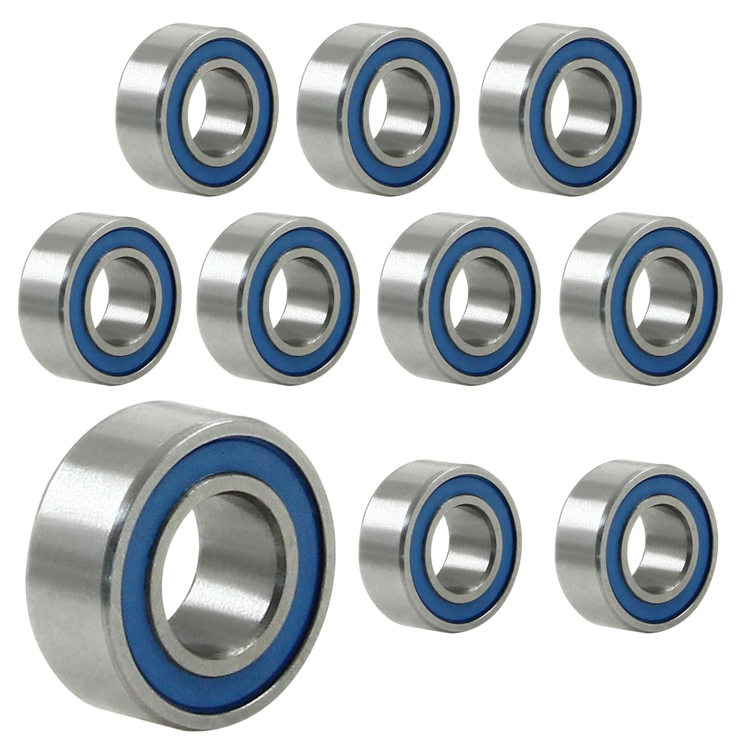 10 Pack MR105-2RS Ball Bearings, Bearing Steel and Double Rubber Sealed Miniature Deep Groove Ball Bearings, ID 4mm OD 9mm - Image 1