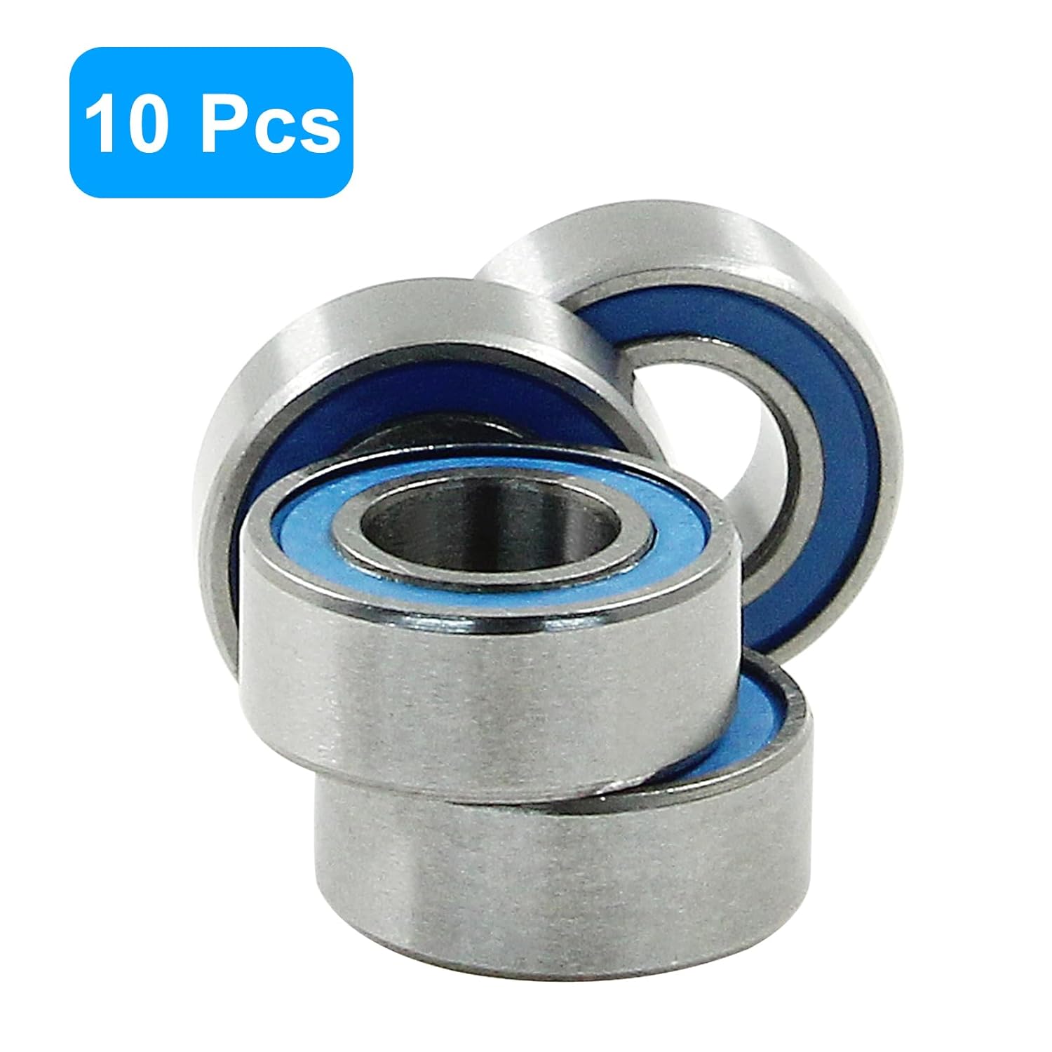 10 Pack MR105-2RS Ball Bearings, Bearing Steel and Double Rubber Sealed Miniature Deep Groove Ball Bearings, ID 4mm OD 9mm - Image 2