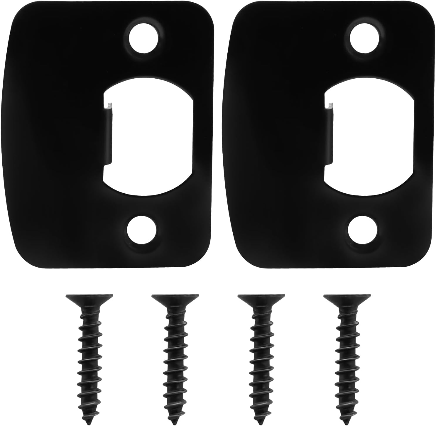 Black Door Strike Plate Stainless Steel Round Corner Door Latch Plate with 4pcs Screws for Door Repair and Reinforcement - Image 1