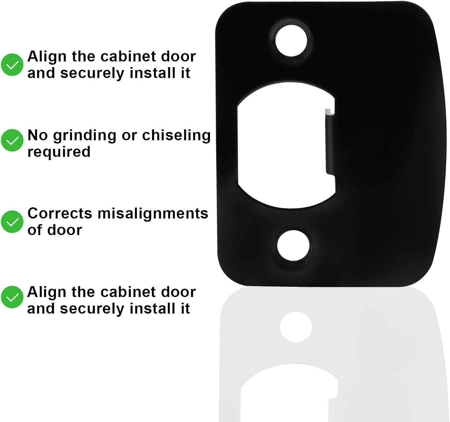 Black Door Strike Plate Stainless Steel Round Corner Door Latch Plate with 4pcs Screws for Door Repair and Reinforcement - Image 5