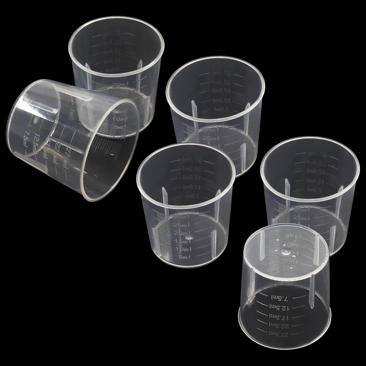 12 Pack 30ml/1.02oz Plastic Measuring Cups, Transparent Kitchen Cups Graduated Medicine Cups, Mini Clear Beakers for Baking Cooking Home Lab - Image 2