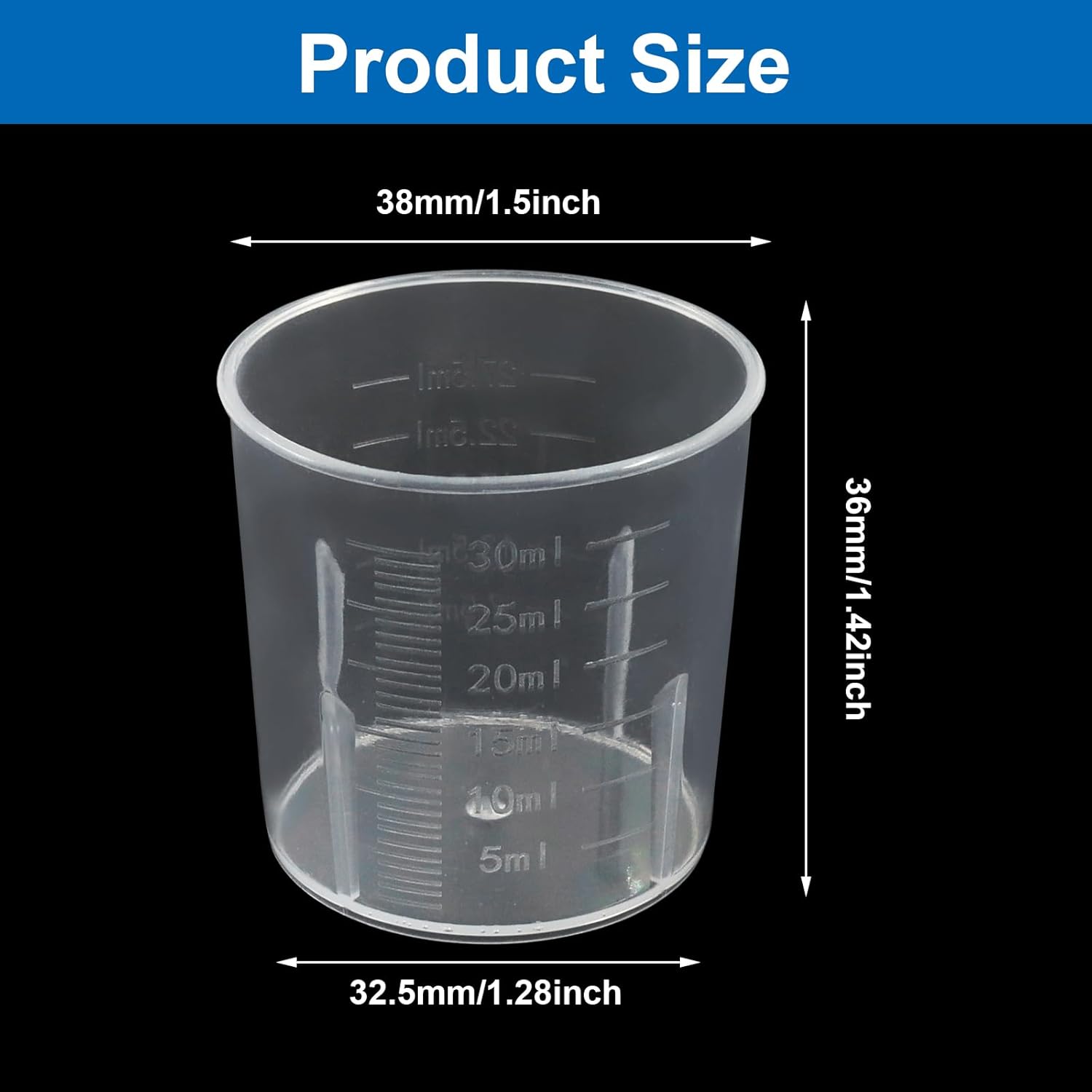 12 Pack 30ml/1.02oz Plastic Measuring Cups, Transparent Kitchen Cups Graduated Medicine Cups, Mini Clear Beakers for Baking Cooking Home Lab - Image 4