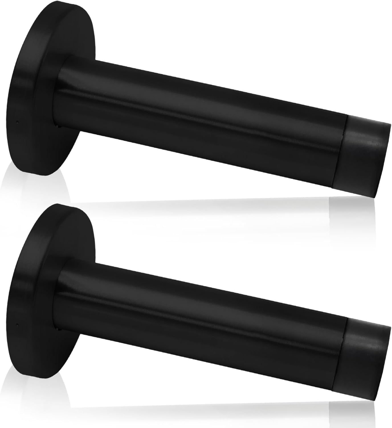 2 Pack 3.5 Inch Stainless Steel Door Stops Bumper Sound Dampening Door Stoppers with Soft Rubber Tip Wall Door Protector, Black - Image 1