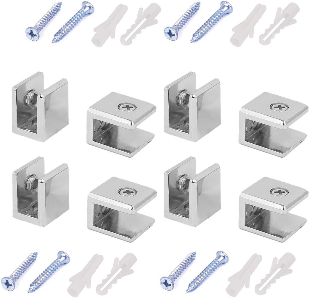 Glass Clamps Wall Mounted Adjustable Zinc Alloy Glass Shelf Clip Clamp Bracket Support - Pack of 8 - Image 1
