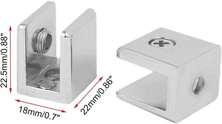 Glass Clamps Wall Mounted Adjustable Zinc Alloy Glass Shelf Clip Clamp Bracket Support - Pack of 8 - Image 2