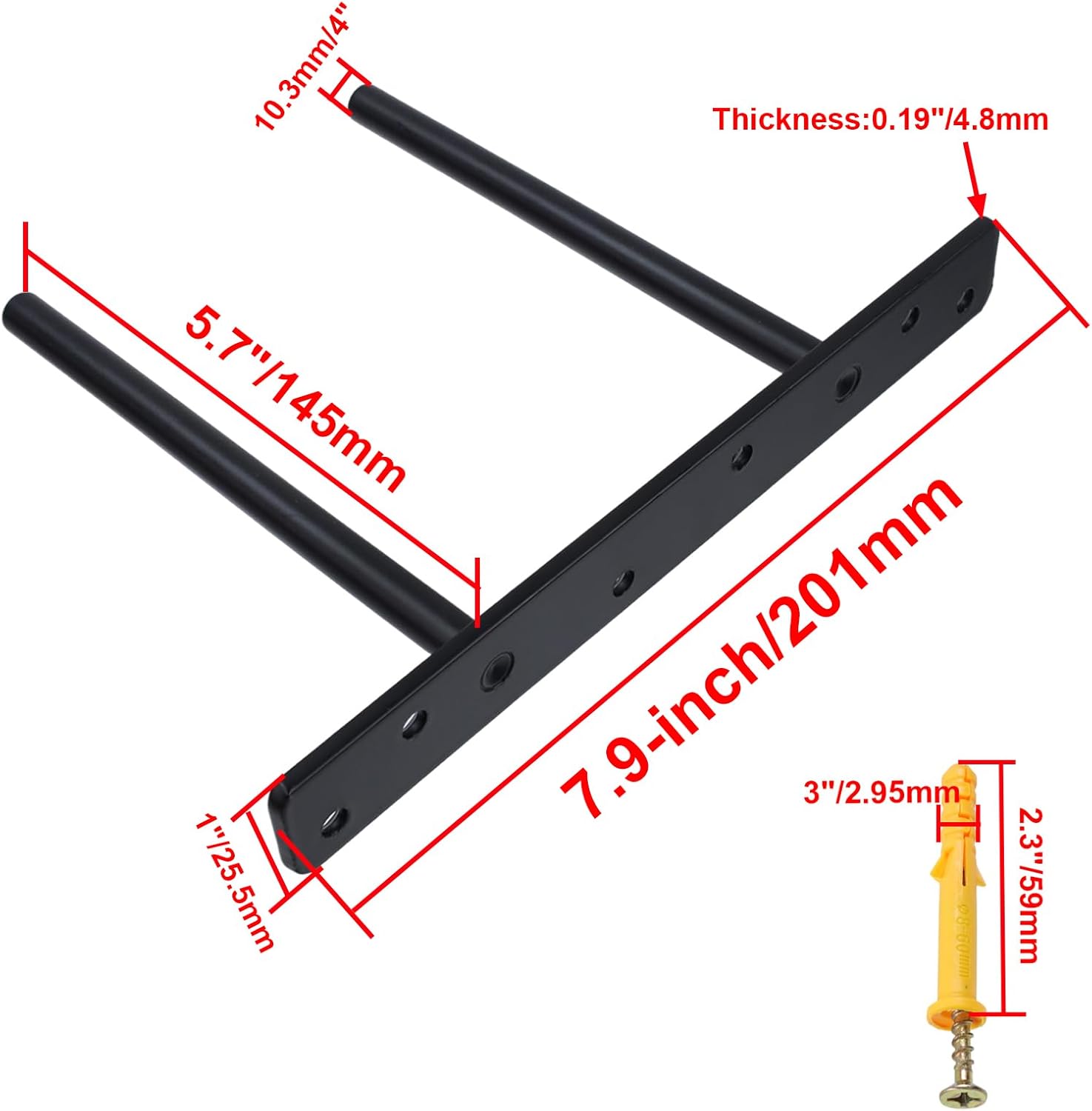 6-inch Floating Shelf Brackets Heavy Duty Hidden Brackets Black Blind Shelf Support for Floating Wood Shelves - Image 2