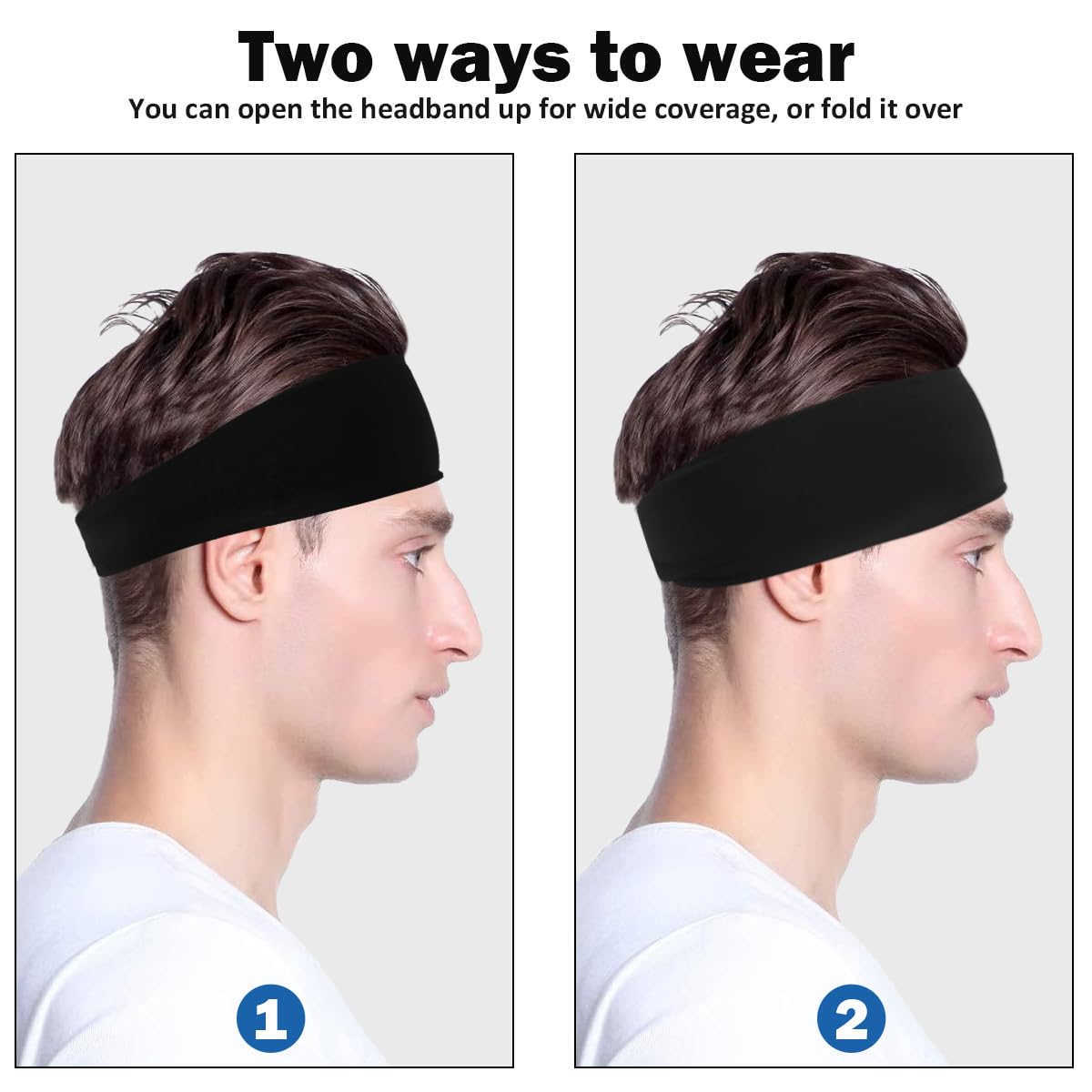 5-Pack Men’s Headbands for Sports – Sweat Absorbent Workout Headwraps, Non-Slip Gym Headbands for Running, Yoga & Training(Black) - Image 4