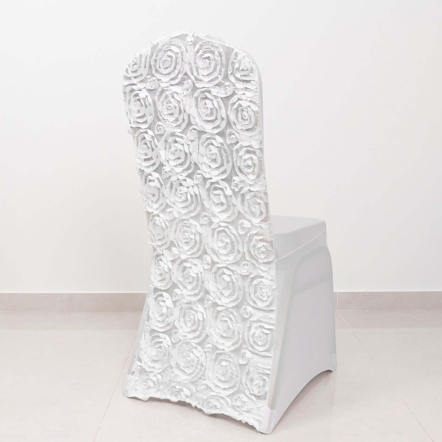 Efavormart Satin Rosette White Stretch Banquet Spandex Chair Cover Dinning Event Slipcover for Wedding Party Banquet Catering - Image 5