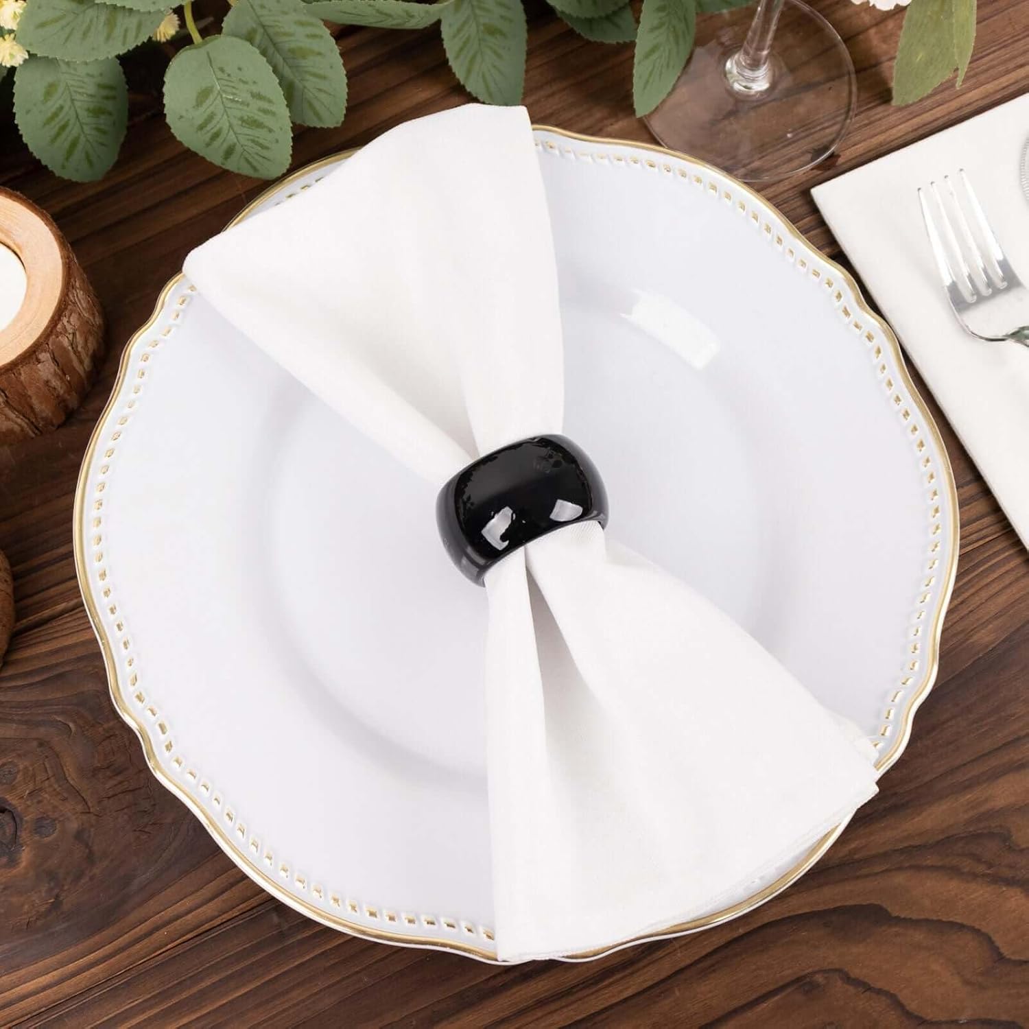 Efavormart 4 PCS Wholesale Black Acrylic Napkin Rings for Place Settings Wedding Receptions Dinner or Holiday Parties Tableware - Image 2