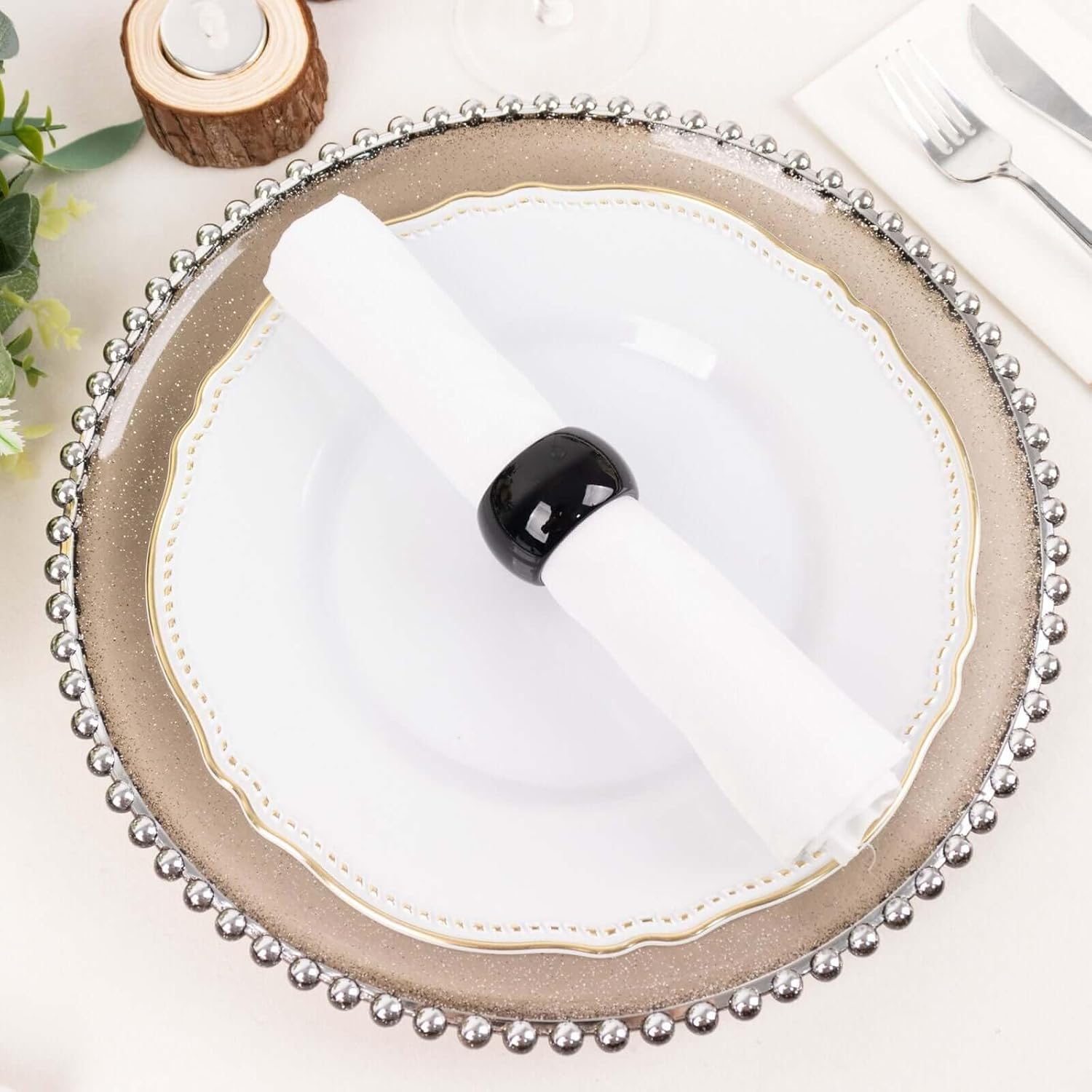 Efavormart 4 PCS Wholesale Black Acrylic Napkin Rings for Place Settings Wedding Receptions Dinner or Holiday Parties Tableware - Image 8