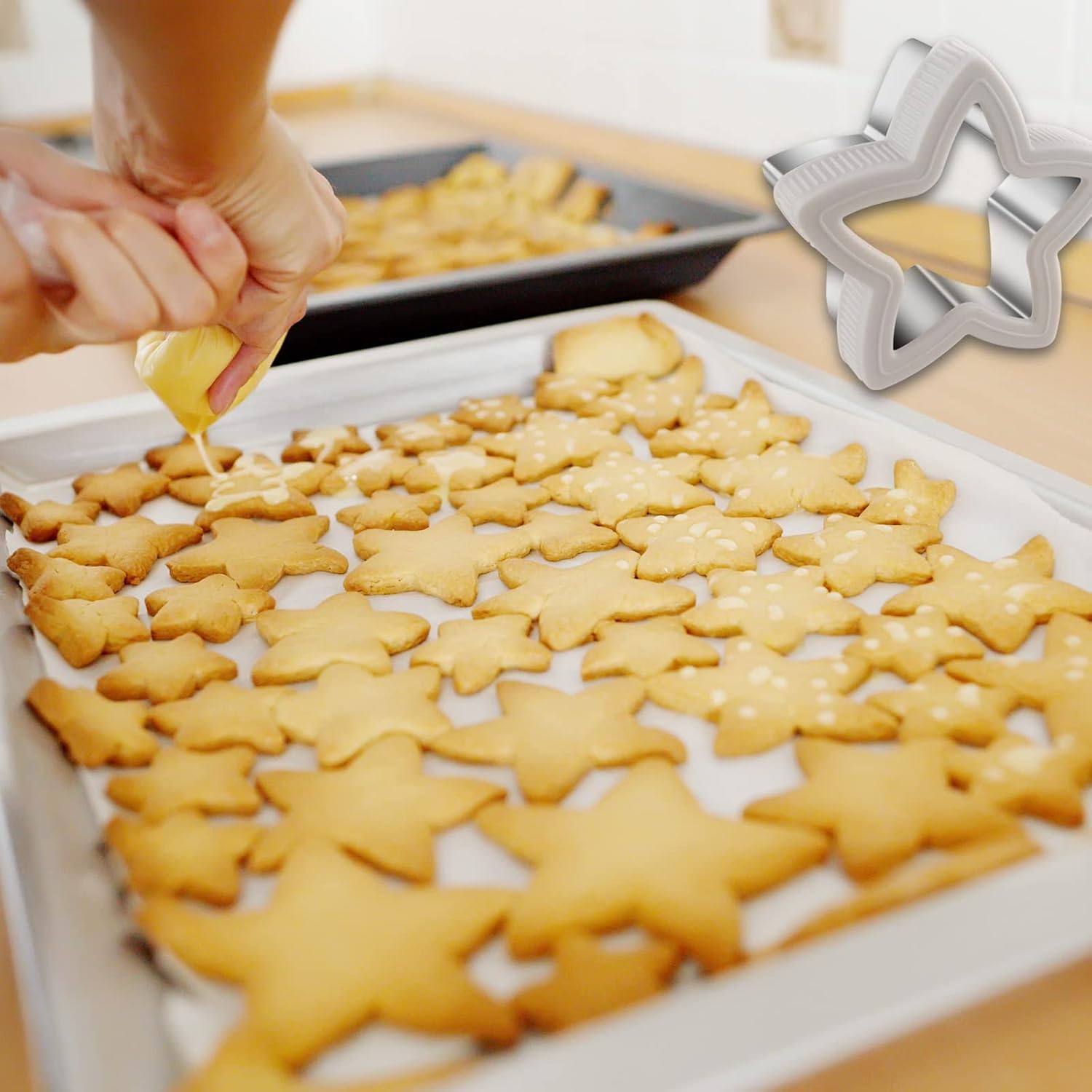 Star Cookie Cutters Set Sandwich Cutters for Kids 9 pieces Shaped Biscuit Fondant Cake Cheese Pastry Molds Christmas Gifts - Image 5