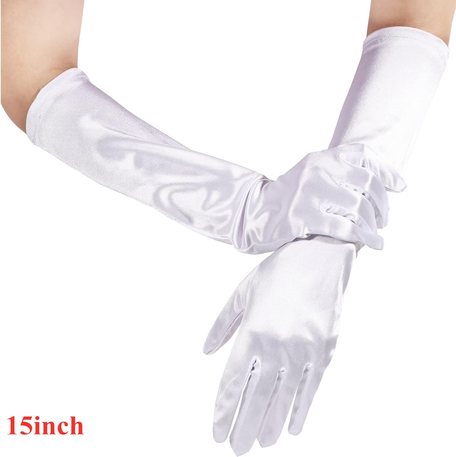 1920s Long Evening Satin Elbow Gloves Opera Gloves Stretch Bridal Wedding Prom Party Costume Accessories for Women - Image 3
