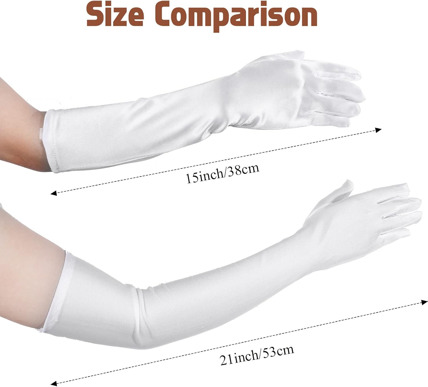 1920s Long Evening Satin Elbow Gloves Opera Gloves Stretch Bridal Wedding Prom Party Costume Accessories for Women - Image 4