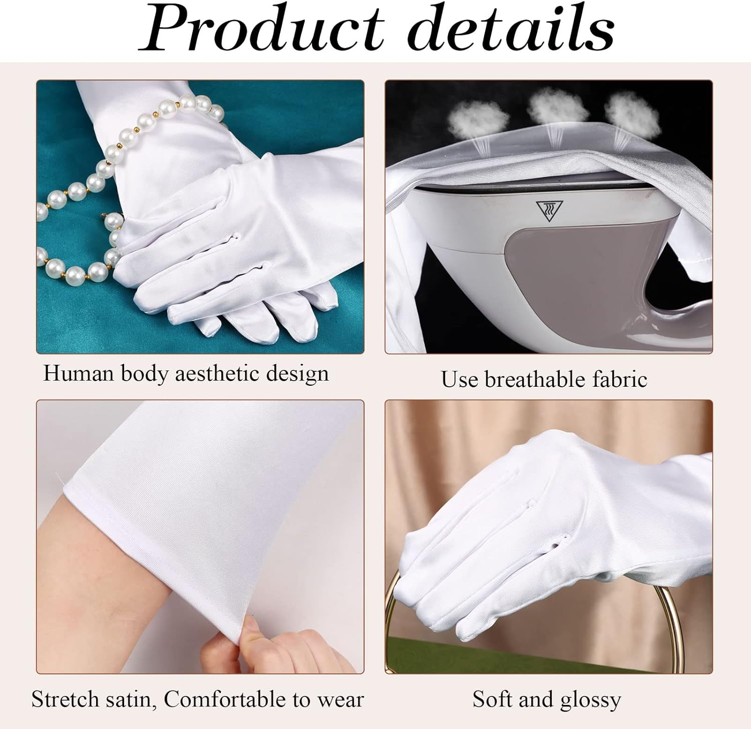 1920s Long Evening Satin Elbow Gloves Opera Gloves Stretch Bridal Wedding Prom Party Costume Accessories for Women - Image 5