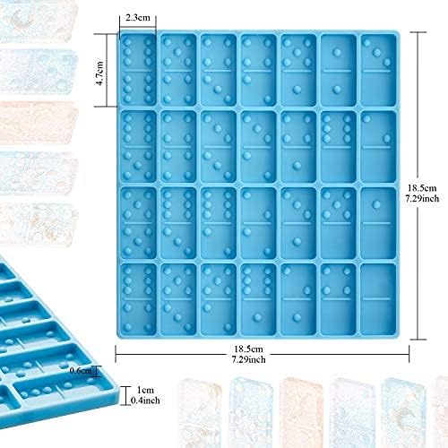 Domino Mold for Resin Domino Mold for Epoxy Candy Clay Chocolate Mould 28 Cavities Silicone Mould Pendant Epoxy Cake Jewelry Making Tool(Classical,Blue) - Image 2