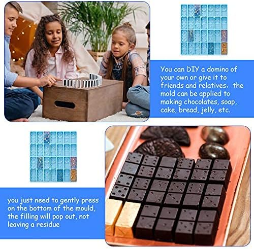 Domino Mold for Resin Domino Mold for Epoxy Candy Clay Chocolate Mould 28 Cavities Silicone Mould Pendant Epoxy Cake Jewelry Making Tool(Classical,Blue) - Image 6