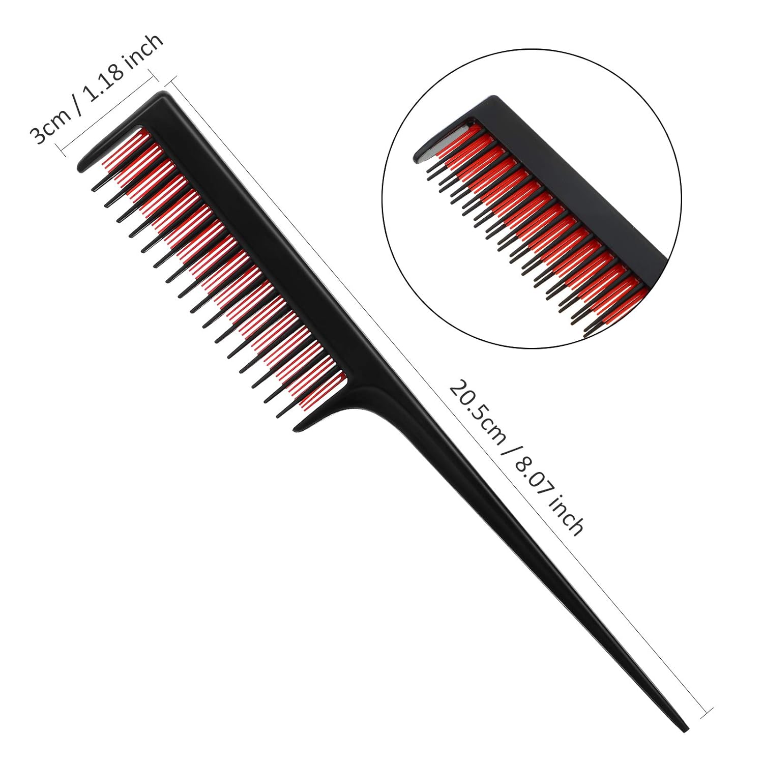 3 Pieces Hair Styling Comb Set for Women's Back Combing - Teasing/Fluffy Brush, Rat Tail Comb, and Triple Combing Comb (Black) - Image 3
