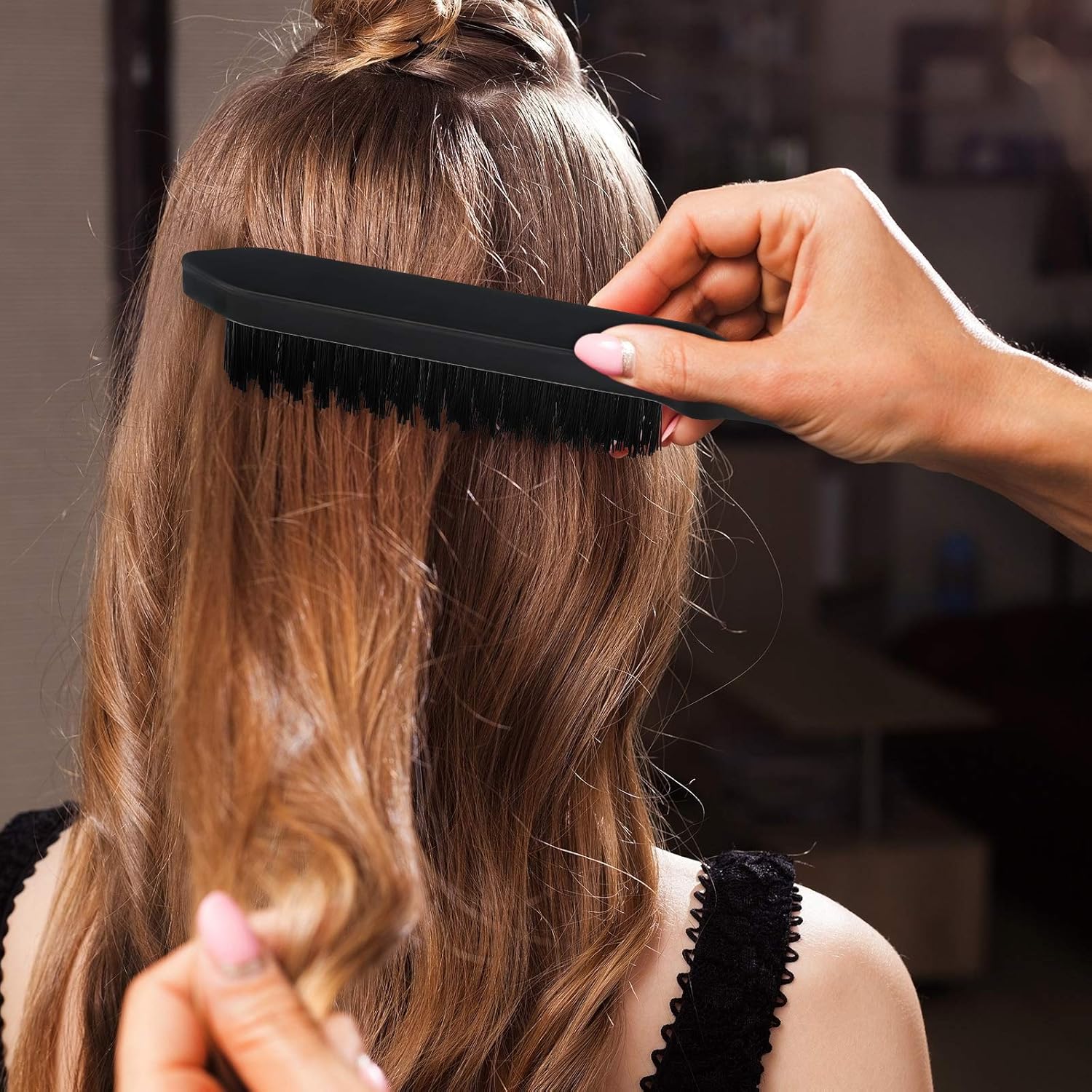 3 Pieces Hair Styling Comb Set for Women's Back Combing - Teasing/Fluffy Brush, Rat Tail Comb, and Triple Combing Comb (Black) - Image 5