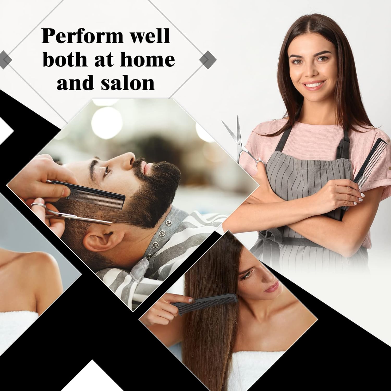 5 Pieces Hair Cutting Comb Set, Carbon Fiber Barber Comb Hair Styling Combs Fine Teeth Anti Static Heat Resistant Hairdressing Tapered Comb for Men Women - Image 3