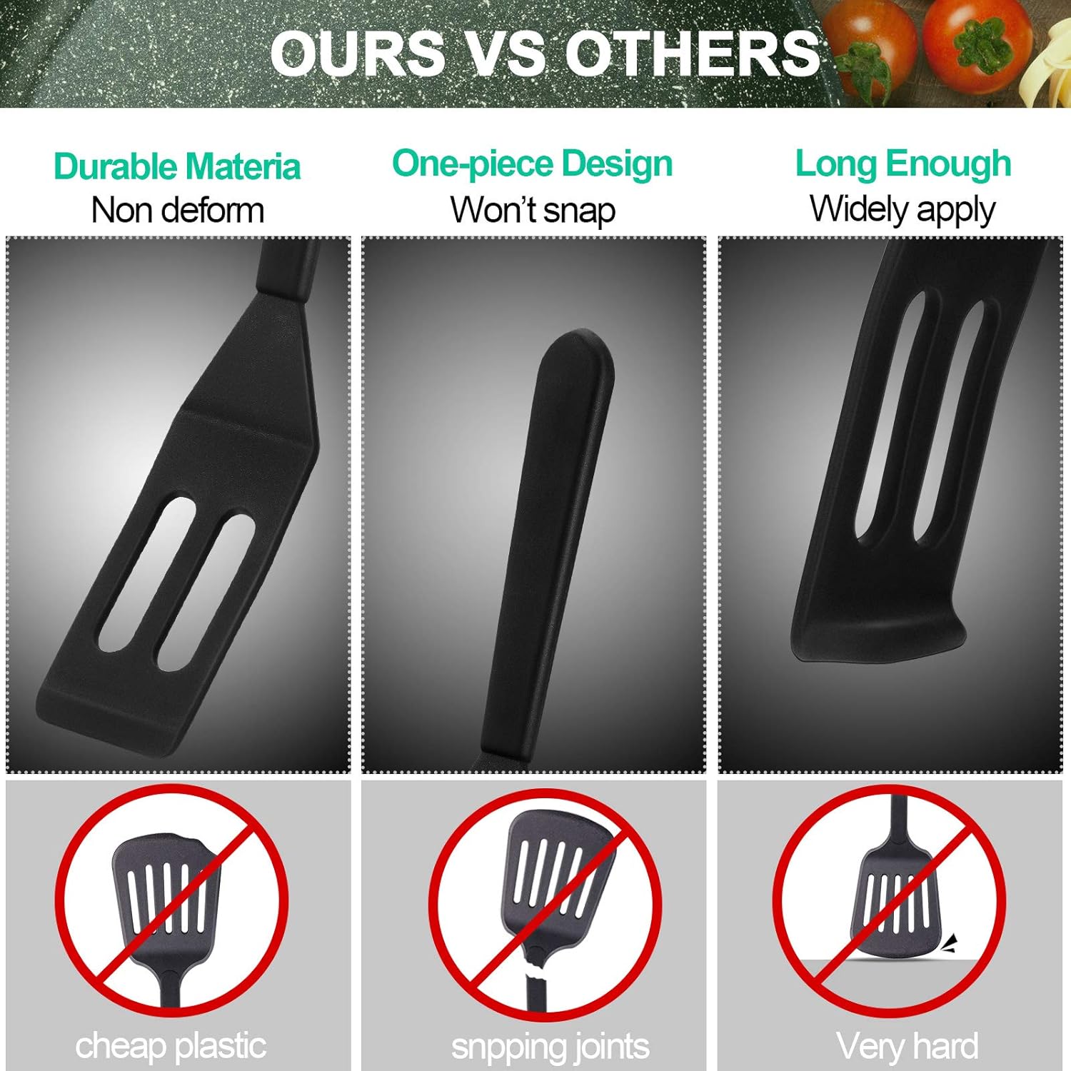 Mini Brownie Serving Spatula Flexible Nonstick Silicone Serve Turner Heat-Resistant Cookie Slotted Spatula for Flip Egg in Small Frying Pan Cookie Batter Lemon Squares(Black,2 Pieces) - Image 3
