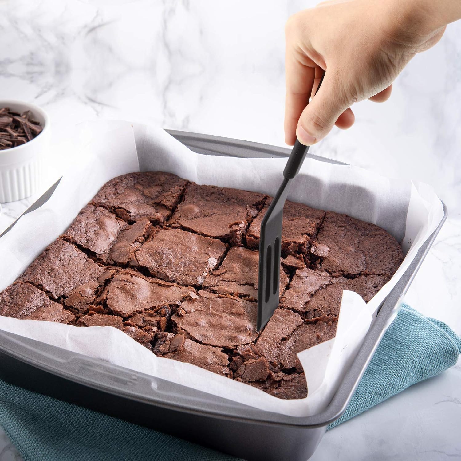 Mini Brownie Serving Spatula Flexible Nonstick Silicone Serve Turner Heat-Resistant Cookie Slotted Spatula for Flip Egg in Small Frying Pan Cookie Batter Lemon Squares(Black,2 Pieces) - Image 5