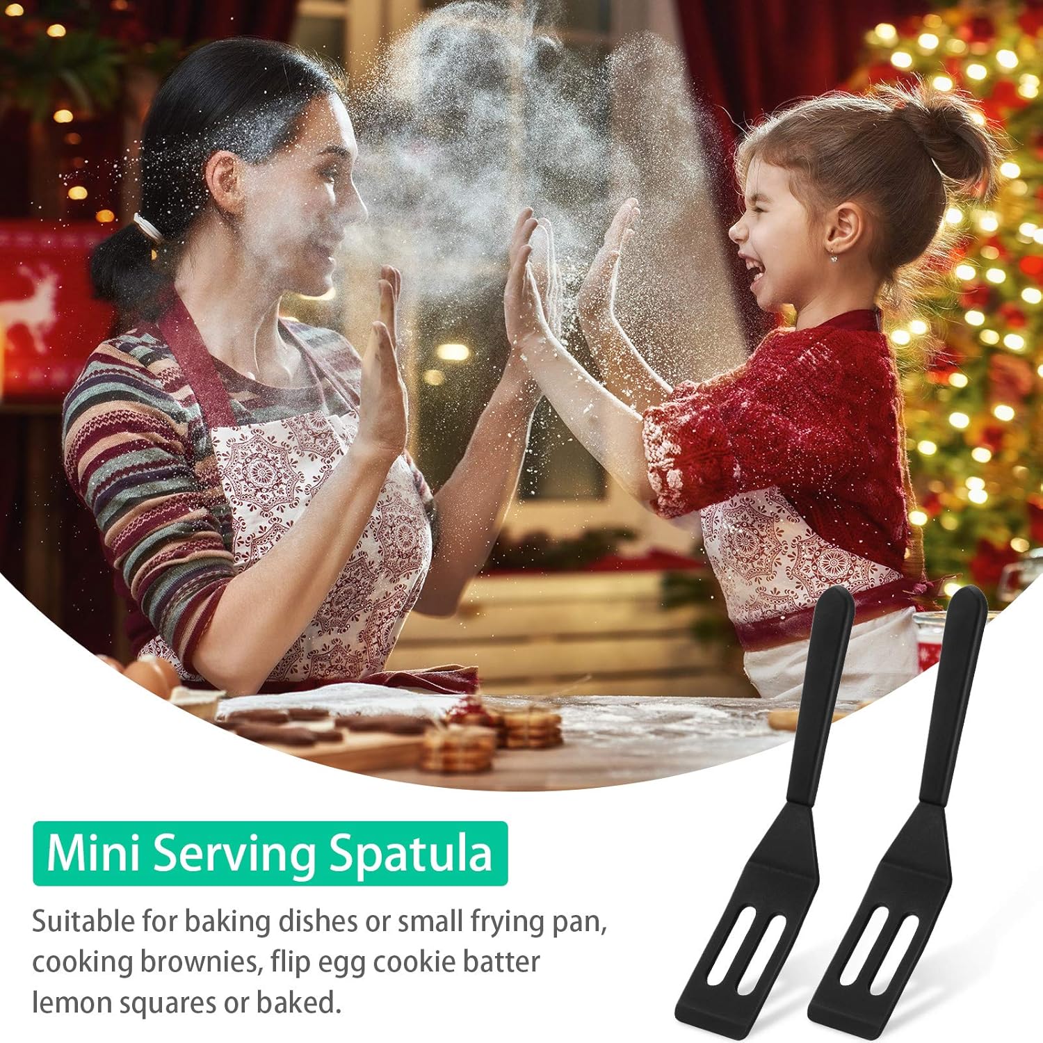 Mini Brownie Serving Spatula Flexible Nonstick Silicone Serve Turner Heat-Resistant Cookie Slotted Spatula for Flip Egg in Small Frying Pan Cookie Batter Lemon Squares(Black,2 Pieces) - Image 7