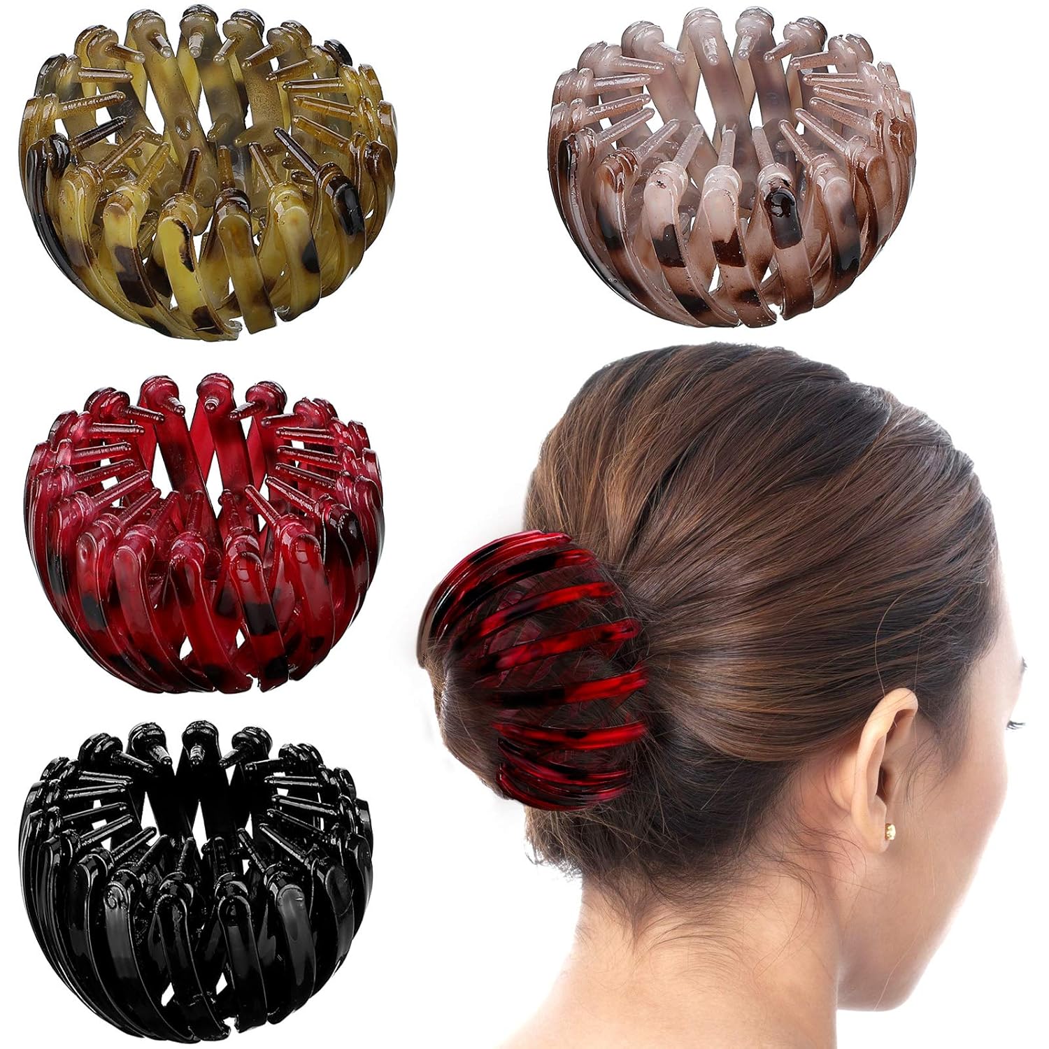 4 Pcs Women's Hair Accessories Bun Clips for Hair Bird Nest Clip Lazy Birds Nest Plate Hairpin Accessories for Women Friendship Gift Christmas Gifts - Image 1