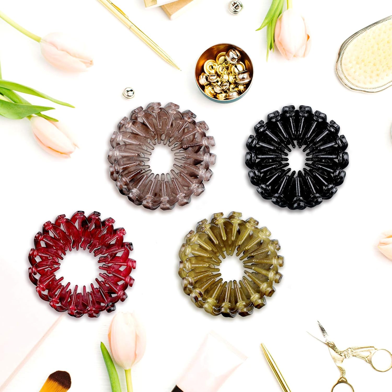 4 Pcs Women's Hair Accessories Bun Clips for Hair Bird Nest Clip Lazy Birds Nest Plate Hairpin Accessories for Women Friendship Gift Christmas Gifts - Image 2
