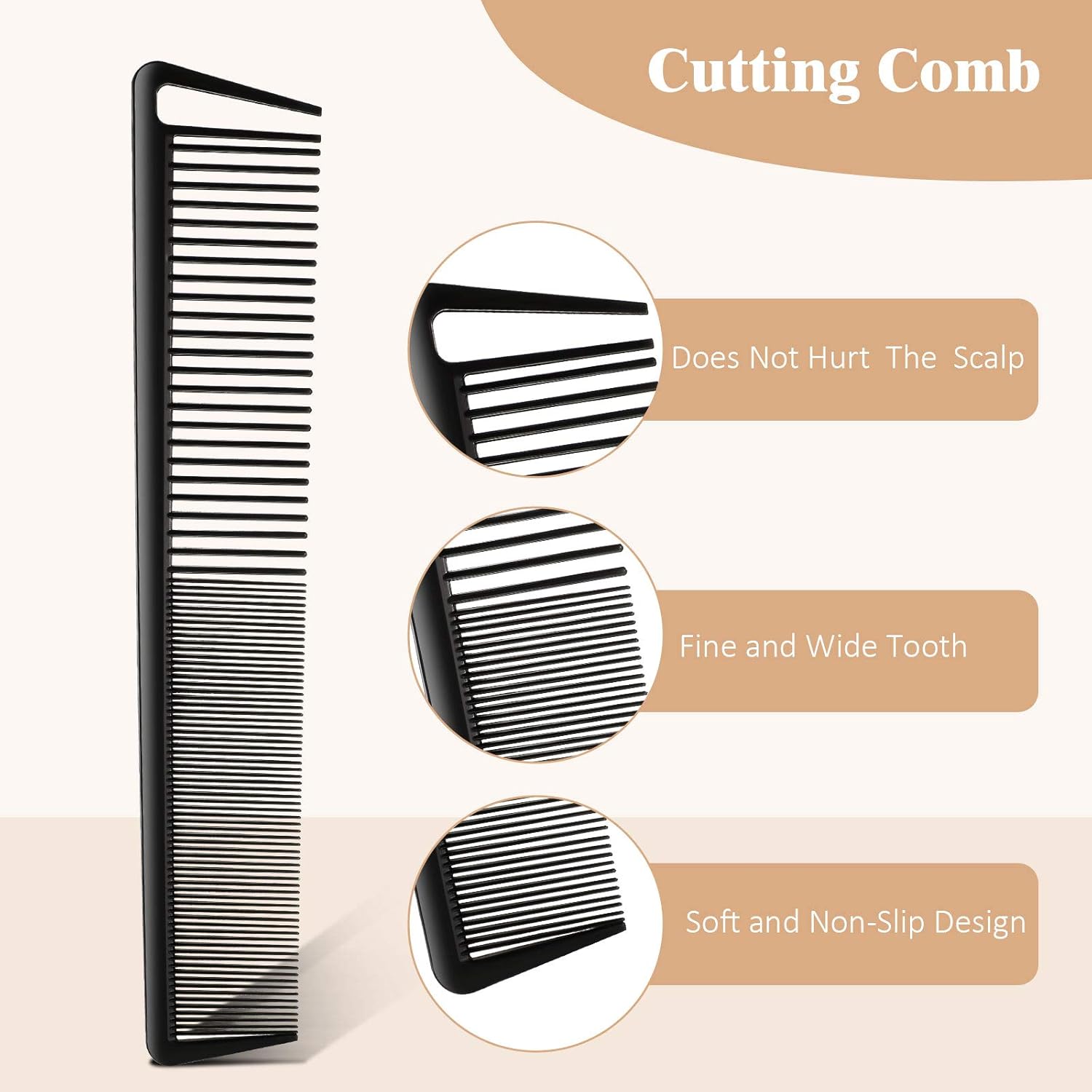 3 Pcs Rat Tail Parting Comb for Braids Carbon Fiber Stainless Steel Pintail Teasing Combs Heat Resistant with Wide Tooth for Men and Women, Hair Stylist, Salon Hairdressing Hair Care Tools - Image 3