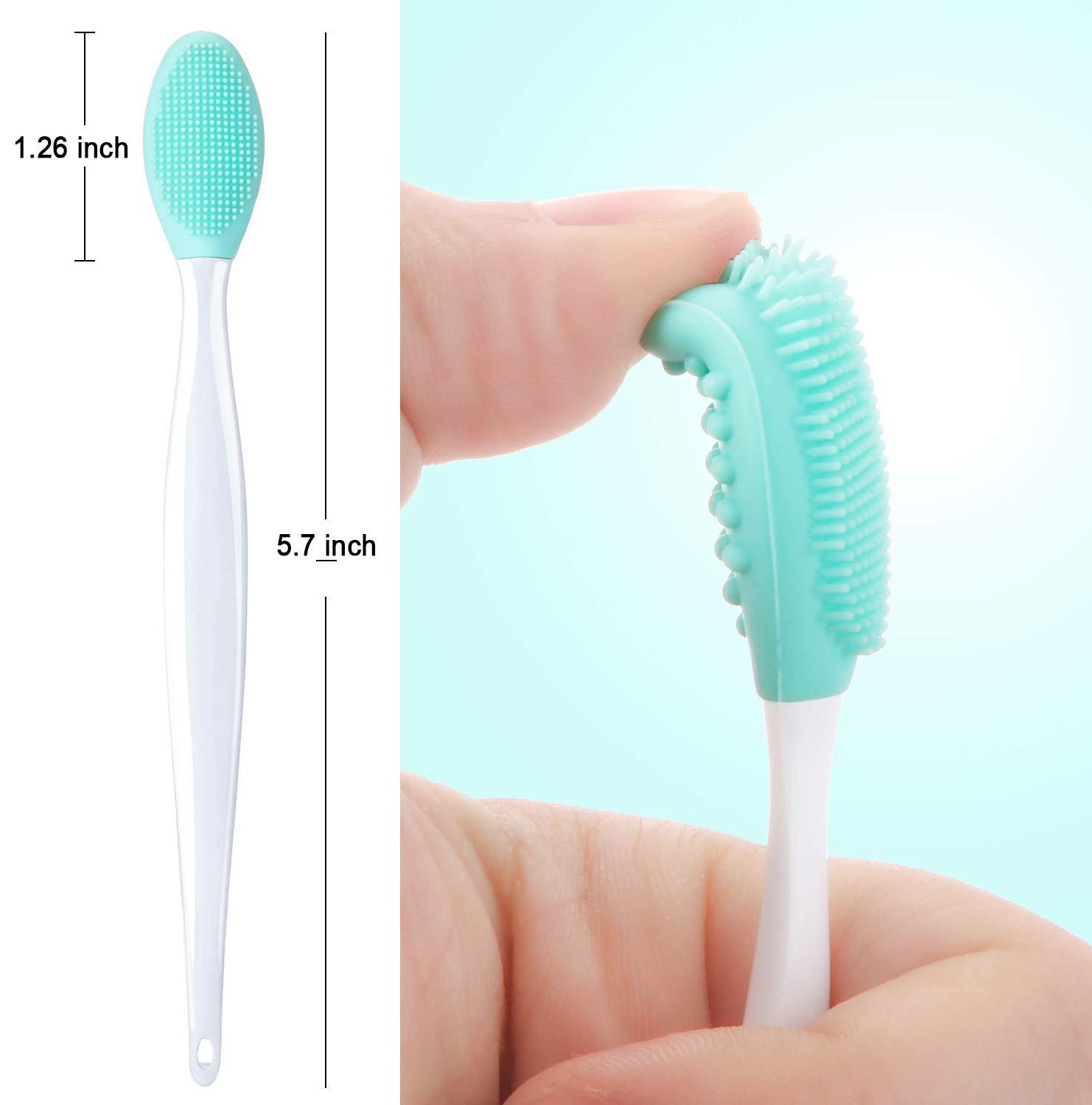 4 Pieces Silicone Exfoliating Lip Brush Tool Double-sided Soft Lip Brush for Smoother and Fuller Lip Appearance (Rose Red, Yellow, Mint Green, Pink) - Image 4